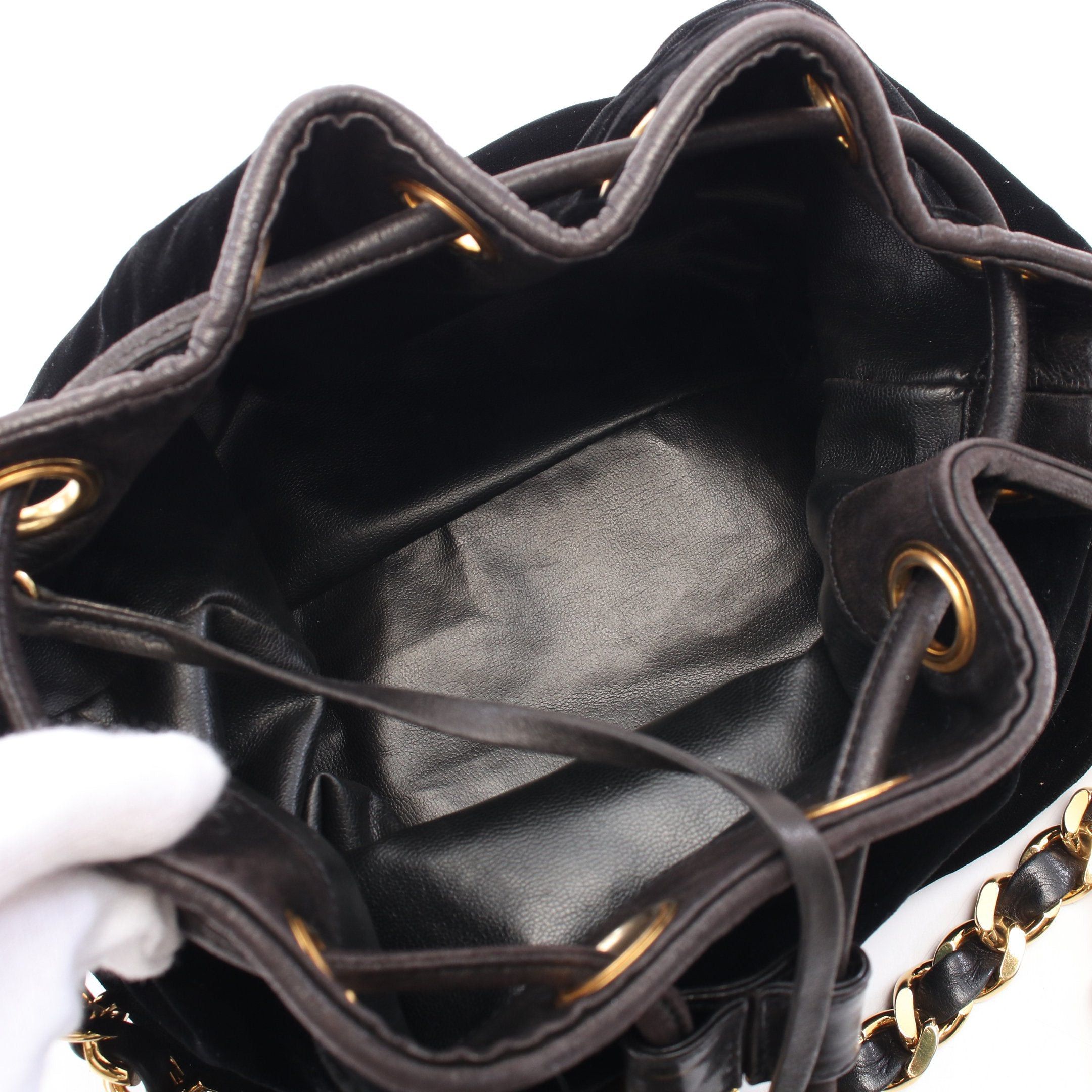 Chanel Chanel Coco Mark Purse Chain Shoulder Bag Velor Leather Black Gold Hardware With Pouch Size ONE SIZE - 3 Thumbnail