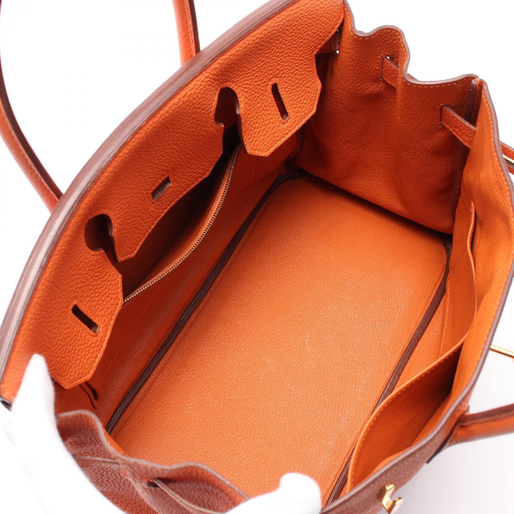 Hermes Hermes Birkin 30 Feu Handbag Togo Orange Gold Hardware □ R Stamp Size ONE SIZE - 3 Thumbnail