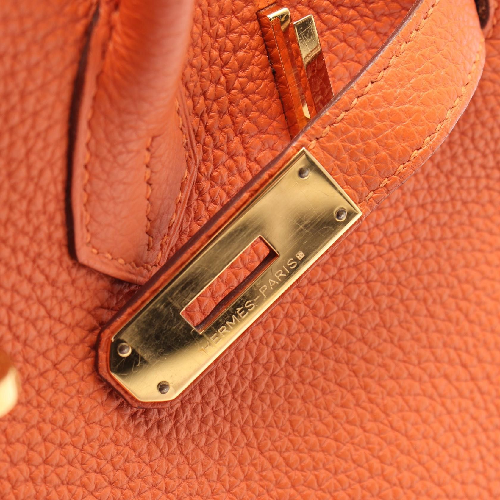 Hermes Hermes Birkin 30 Feu Handbag Togo Orange Gold Hardware □ R Stamp Size ONE SIZE - 12 Thumbnail