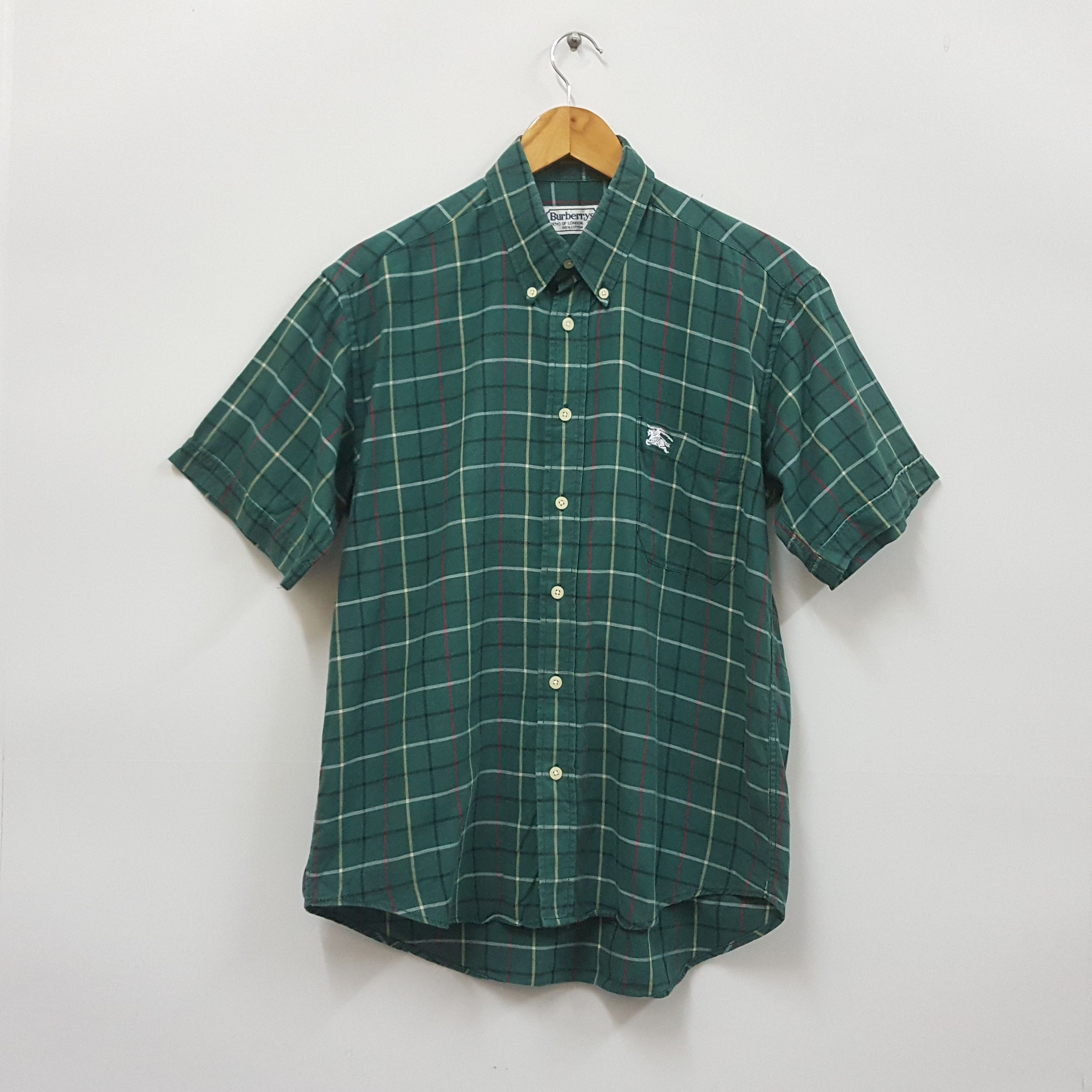 Burberry × Vintage Vintage BURBERRY nova check green colour design shirt Size US S / EU 44-46 / 1 - 1 Thumbnail