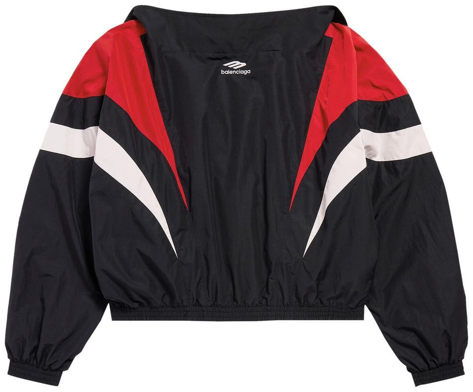 Balenciaga 3B Sports Icon Off Shoulder Tracksuit Jacket in Black/Red Size US XS / EU 42 / 0 - 2 Thumbnail