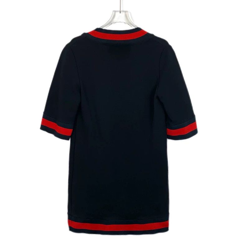 Gucci Black V-Neck Striped Dress by Gucci Size 36" / US 14 / IT 50 - 2 Thumbnail
