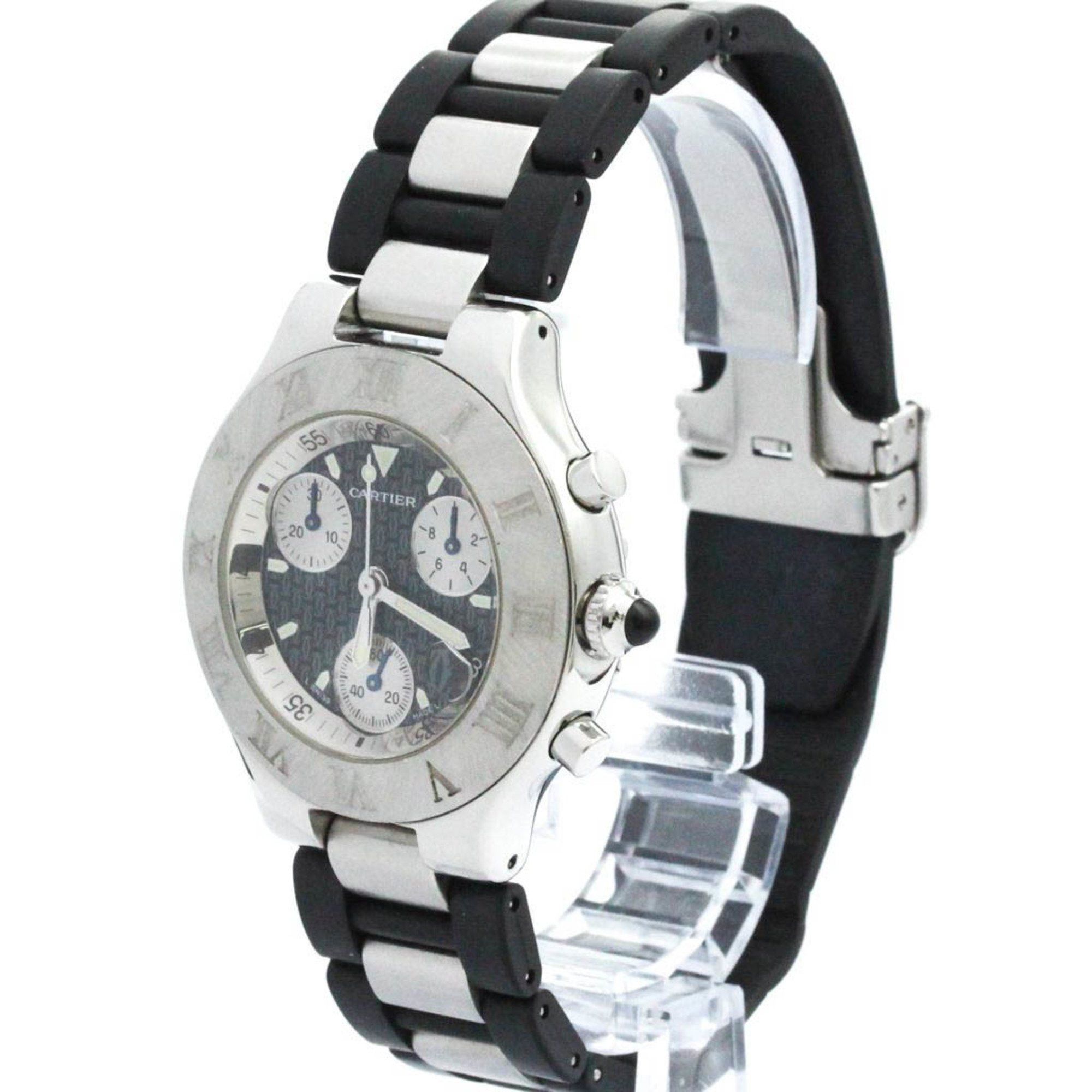 Cartier Polished CARTIER Must 21 Chronoscaph Steel Quartz Mens Watch W10125U2 BF576152 Size ONE SIZE - 2 Thumbnail