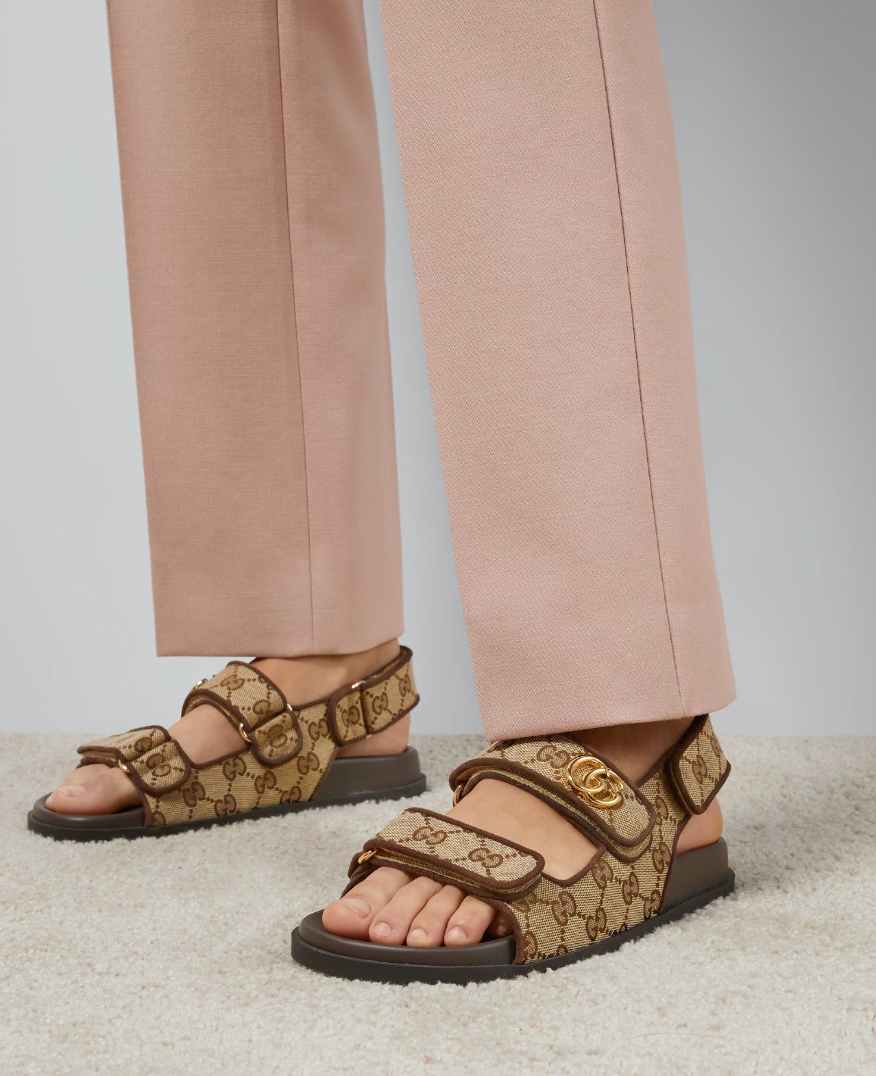 Gucci Gucci Double G Canvas Sandals SIZE 38 Size ONE SIZE - 3 Thumbnail