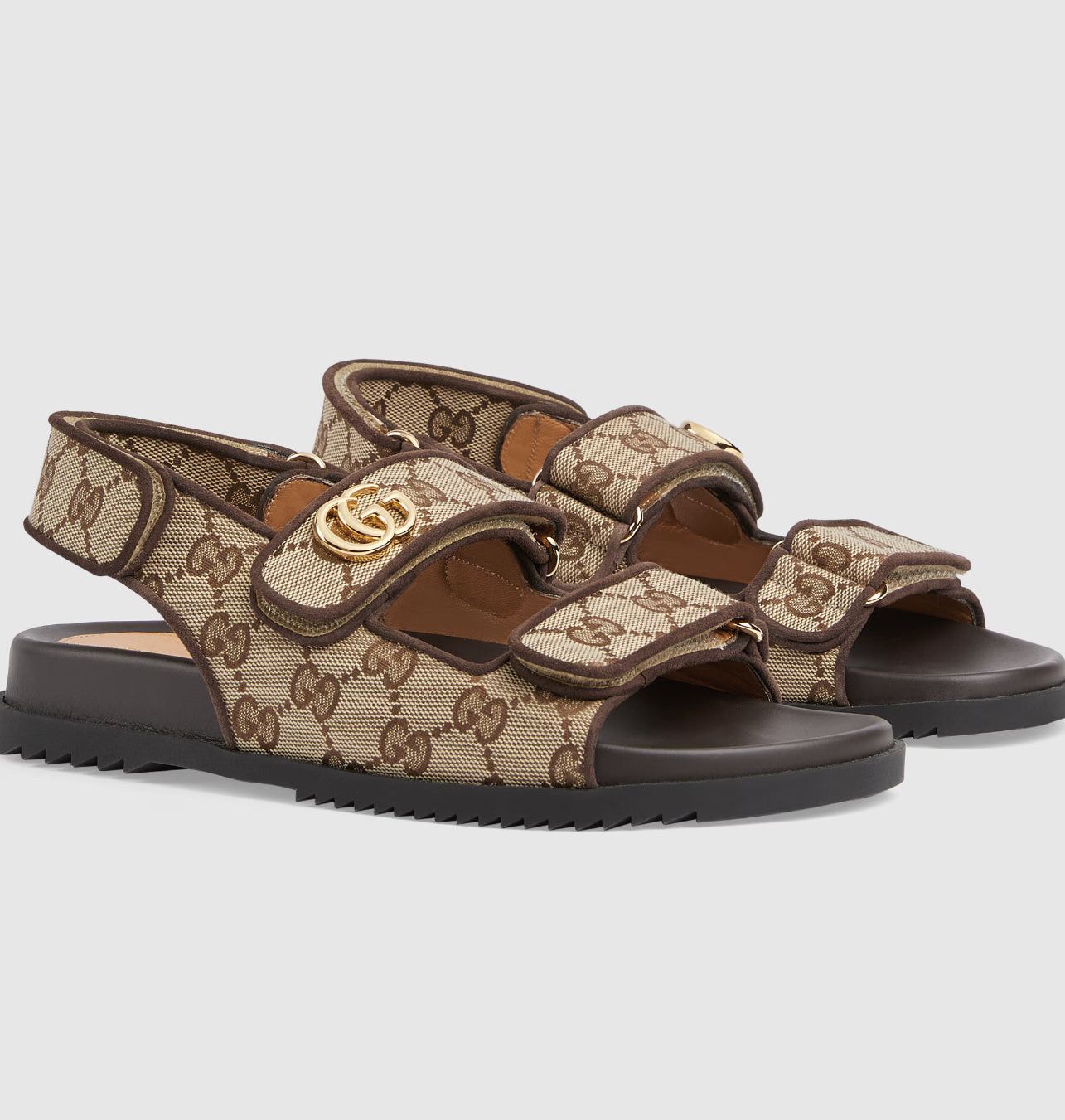 Gucci Gucci Double G Canvas Sandals SIZE 39.5 Size ONE SIZE - 2 Thumbnail