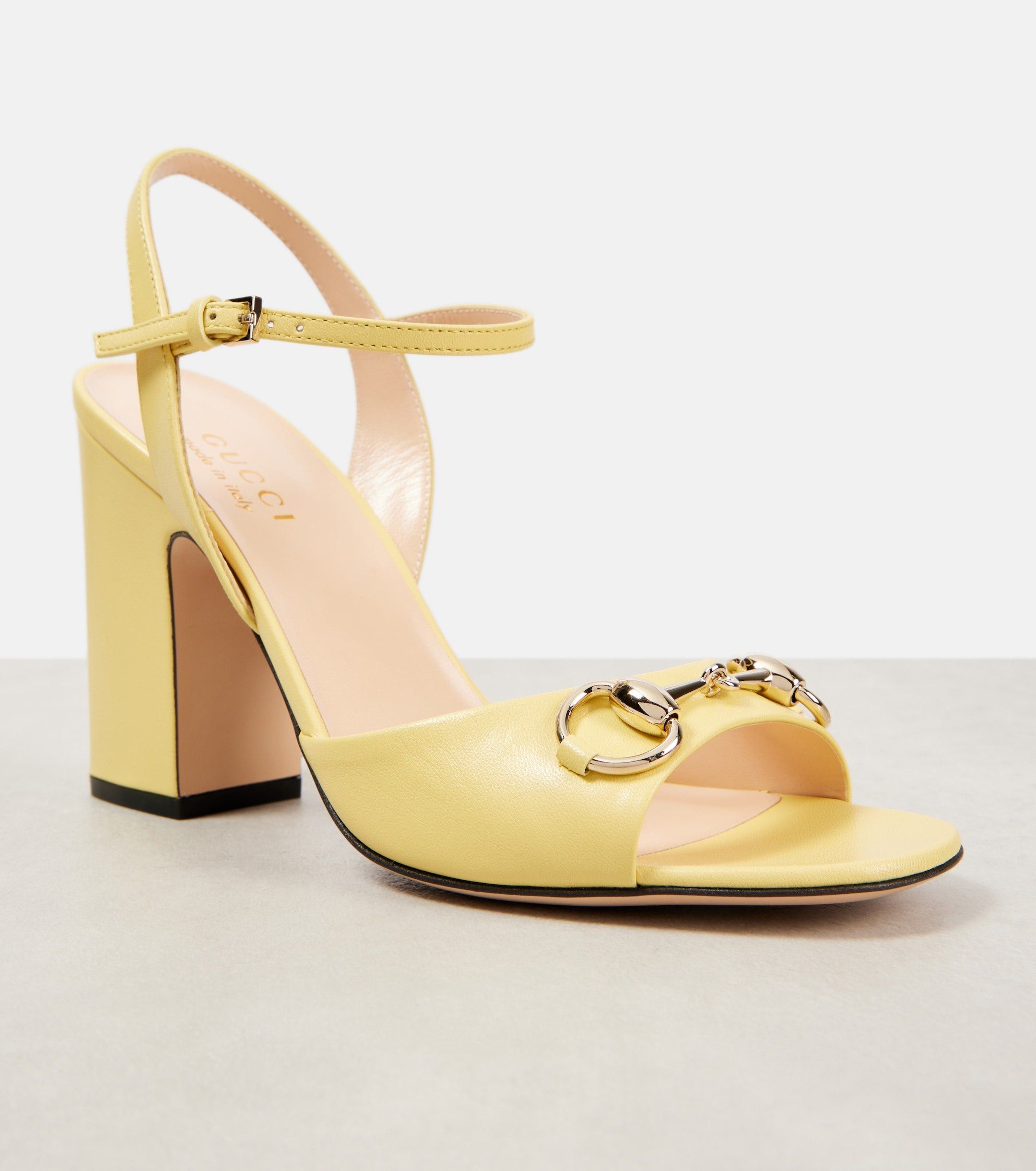 Leather Mid Heel Gucci Metallic Sandals Gucci Horsebit Mid Heel