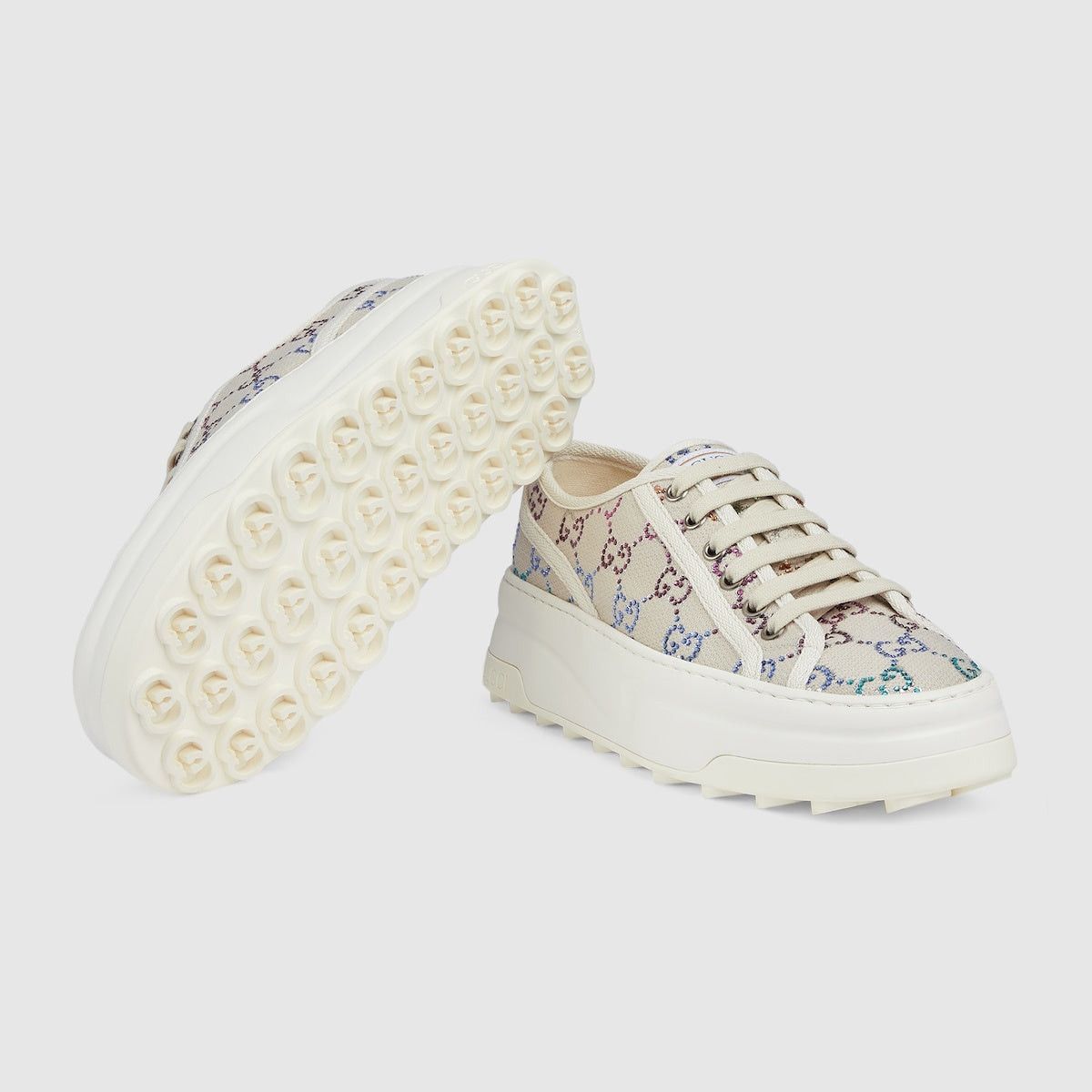 Gucci Gucci GG Crystals Lame Canvas Sneakers SIZE 36.5 Size ONE SIZE - 3 Thumbnail