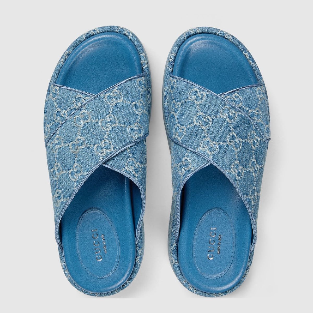 Gucci Gucci GG Denim Platform Slide Sandals SIZE 37.5 Size ONE SIZE - 2 Thumbnail