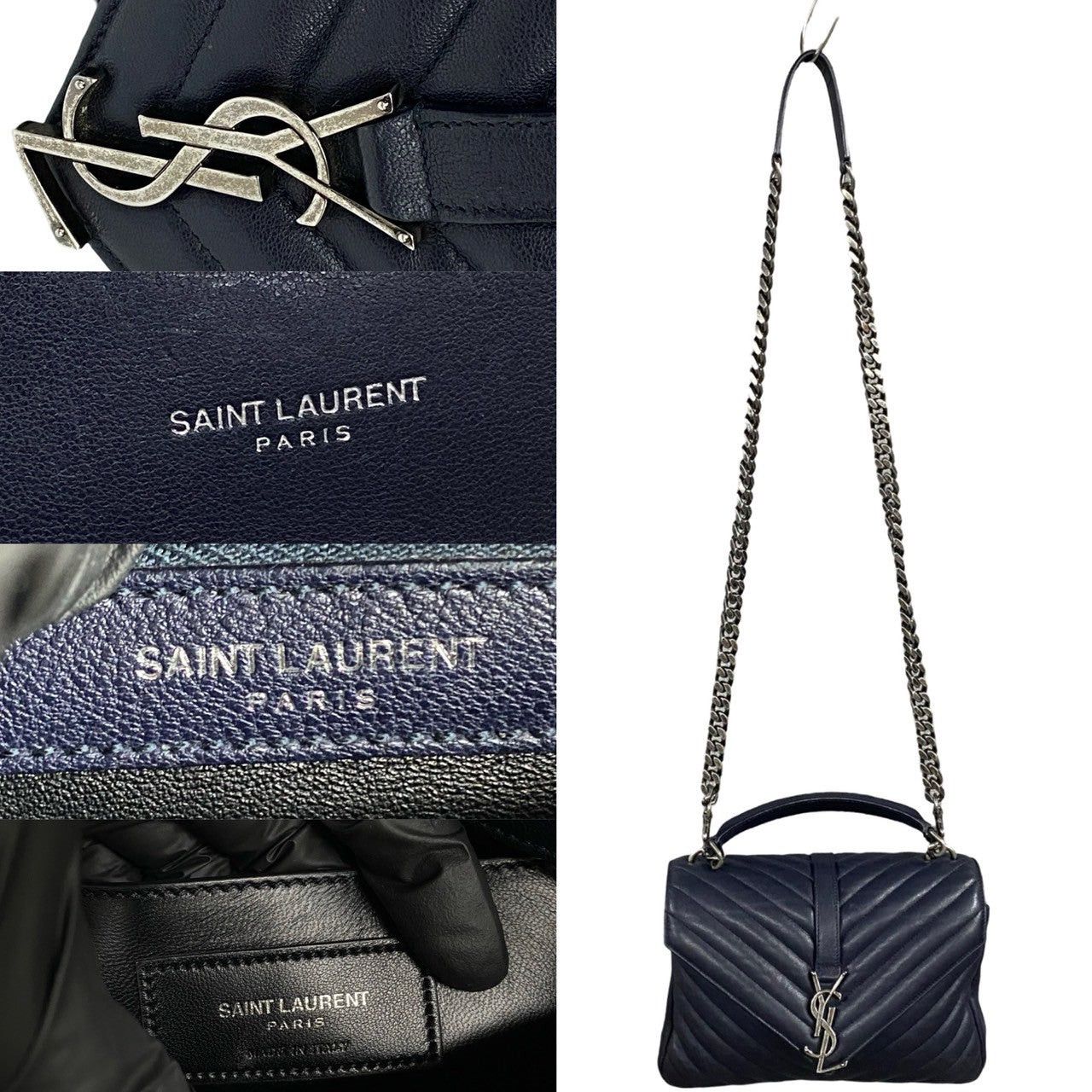 Yves Saint Laurent Yves Saint Laurent Shoulder Bag Blue Leather Size ONE SIZE - 3 Thumbnail