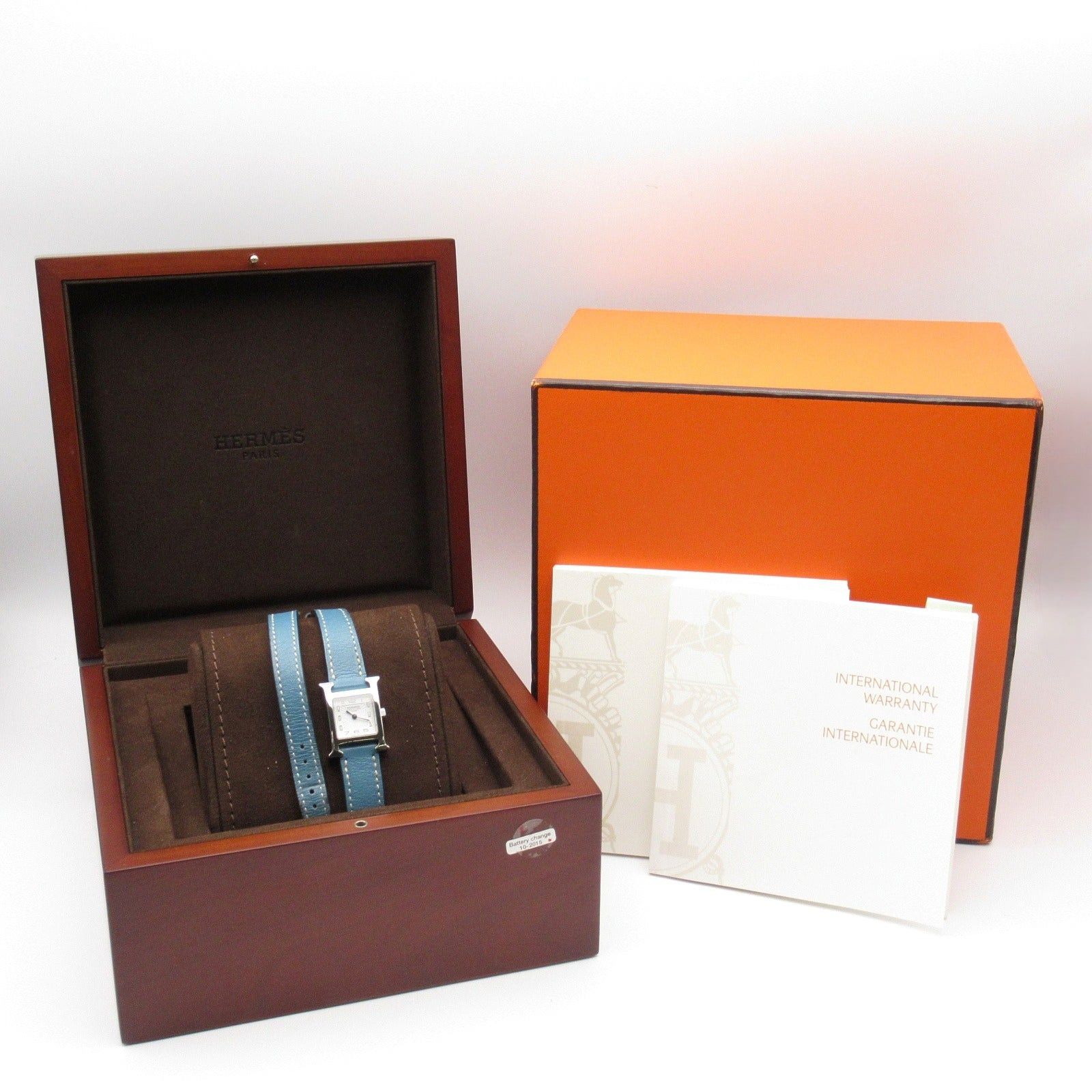 Hermes Hermes H Watch Mini Double Tour Women Quartz Stainless Steel Leather Belt White Size ONE SIZE - 9 Thumbnail