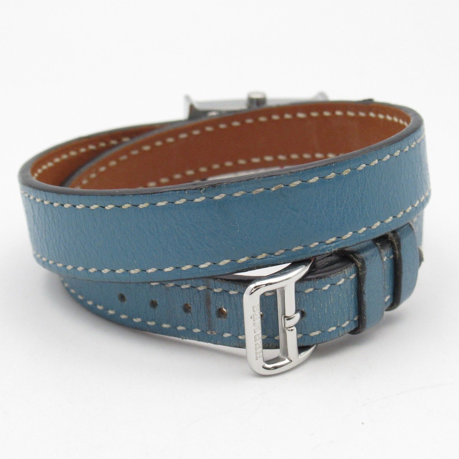 Hermes Hermes H Watch Mini Double Tour Women Quartz Stainless Steel Leather Belt White Size ONE SIZE - 4 Thumbnail