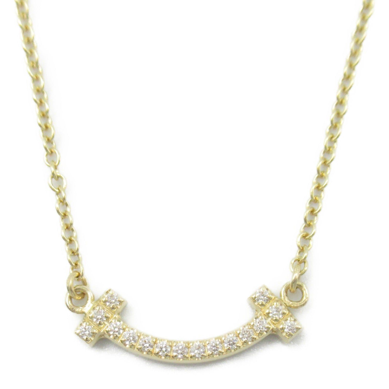 Tiffany & Co. Tiffany Co T Smile Mini Necklace Diamond K18 (Yellow Gold) Clear Size ONE SIZE - 2 Thumbnail