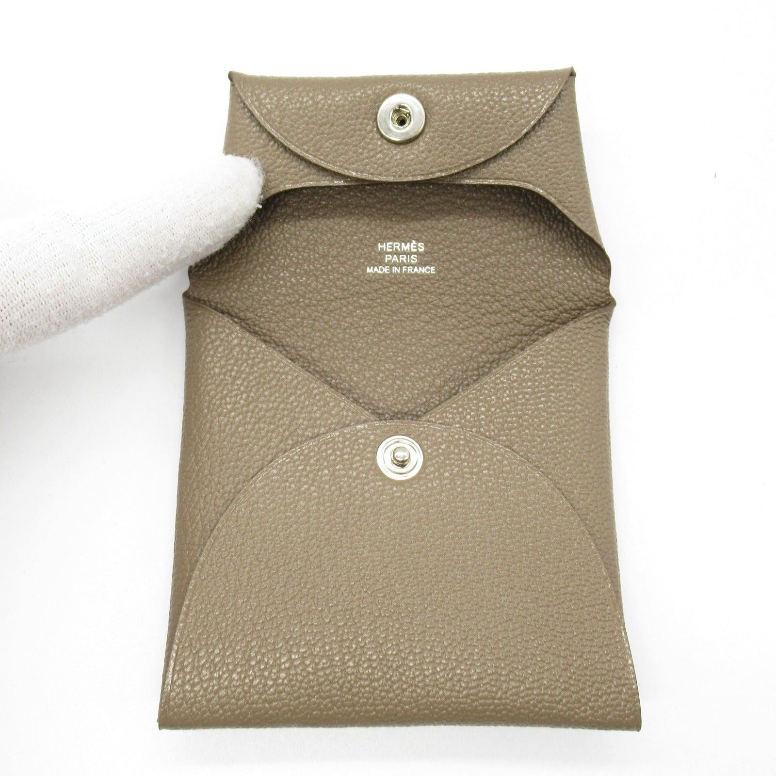 Hermes Hermes Bastia Etoupe Coin Purse Leather Chevre Brown Silver Hardware T Stamp Size ONE SIZE - 5 Thumbnail