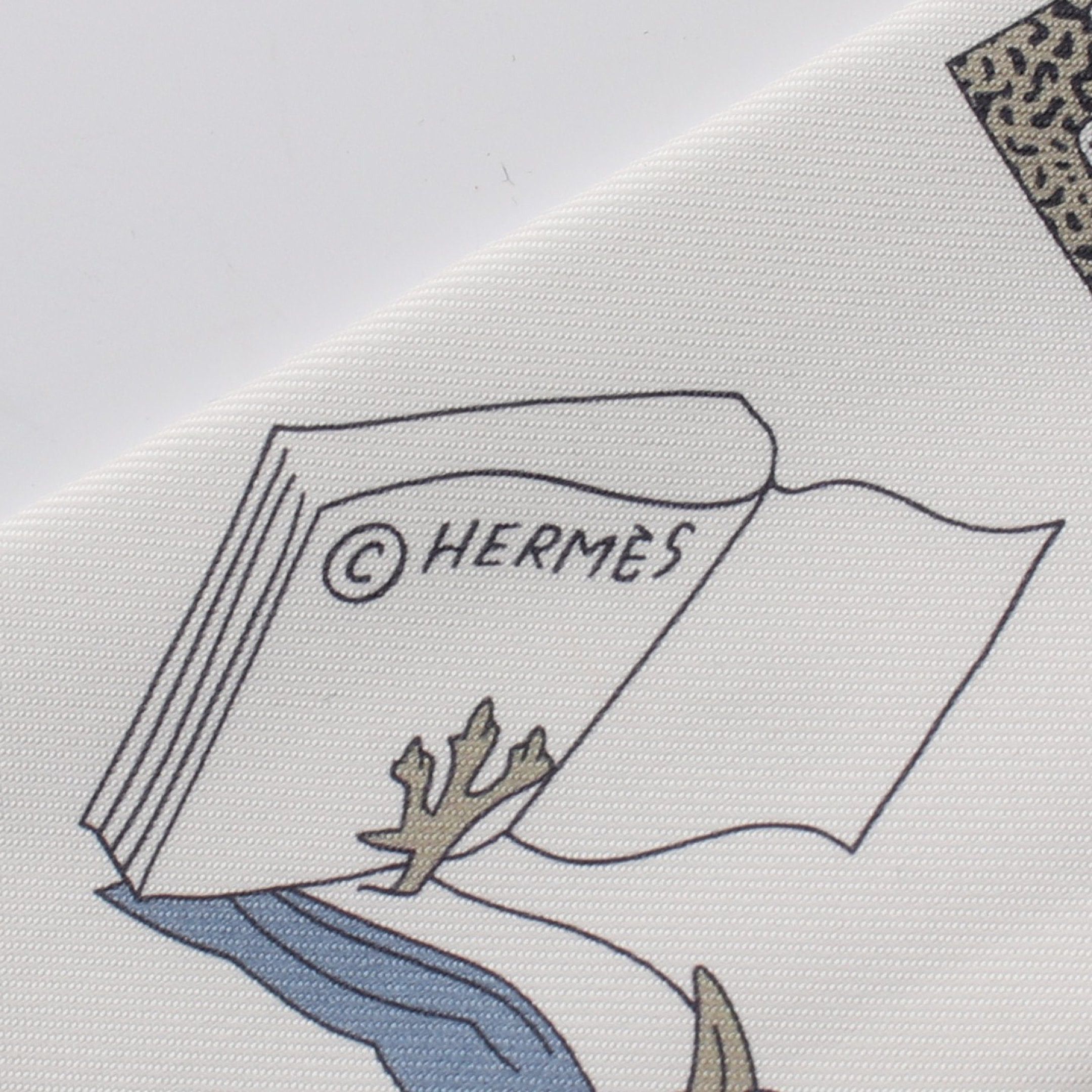 Hermes Hermes Twilly A Vos Crayons Carre Libre Ribbon Scarf Silk White Multicolor Size ONE SIZE - 2 Thumbnail