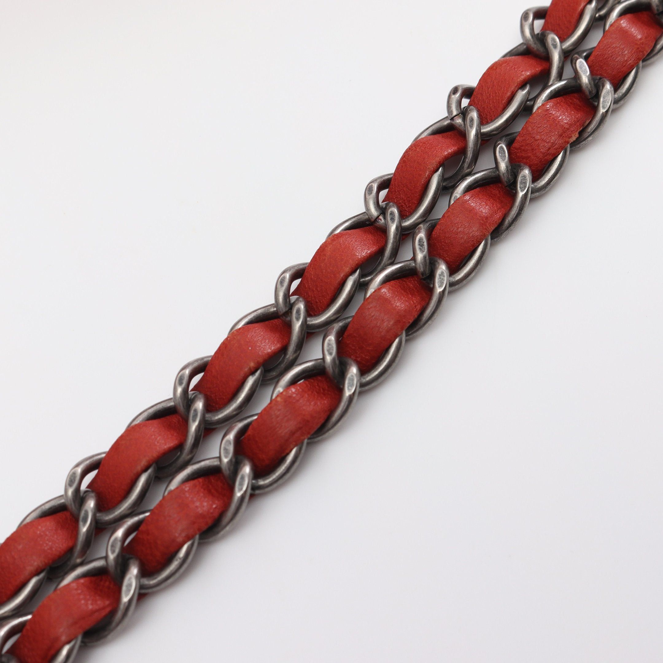 Chanel Chanel 2.55 Matelasse Double Chain Shoulder Bag Lambskin Red Silver Hardware Size ONE SIZE - 11 Thumbnail