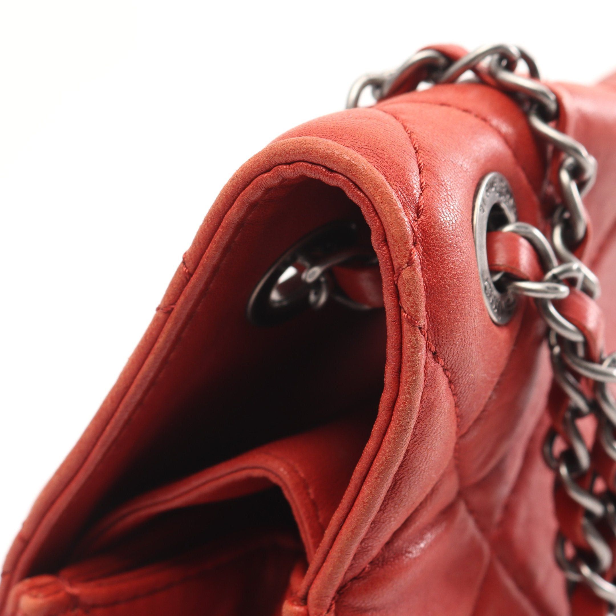Chanel Chanel 2.55 Matelasse Double Chain Shoulder Bag Lambskin Red Silver Hardware Size ONE SIZE - 8 Thumbnail