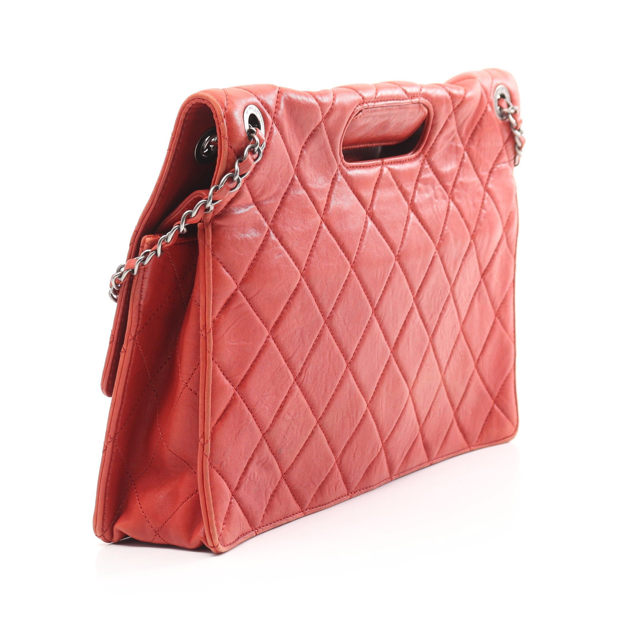 Chanel Chanel 2.55 Matelasse Double Chain Shoulder Bag Lambskin Red Silver Hardware Size ONE SIZE - 2 Thumbnail