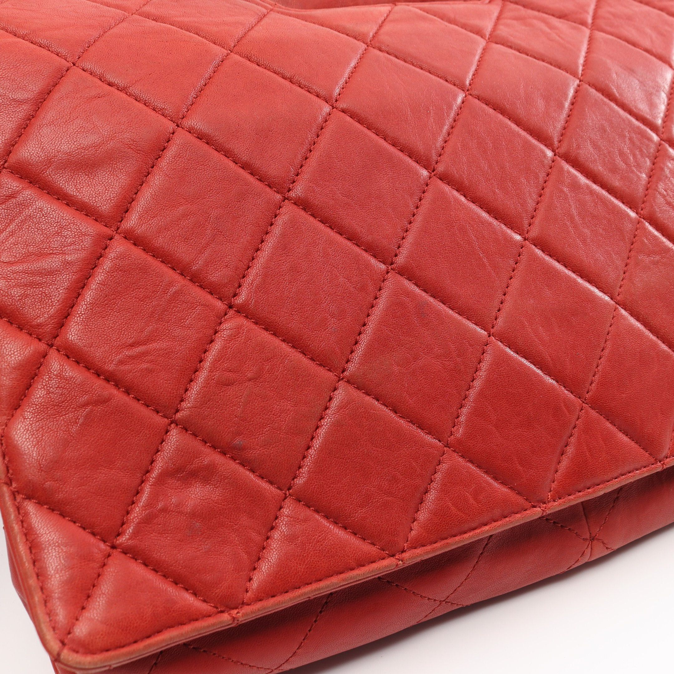 Chanel Chanel 2.55 Matelasse Double Chain Shoulder Bag Lambskin Red Silver Hardware Size ONE SIZE - 10 Thumbnail