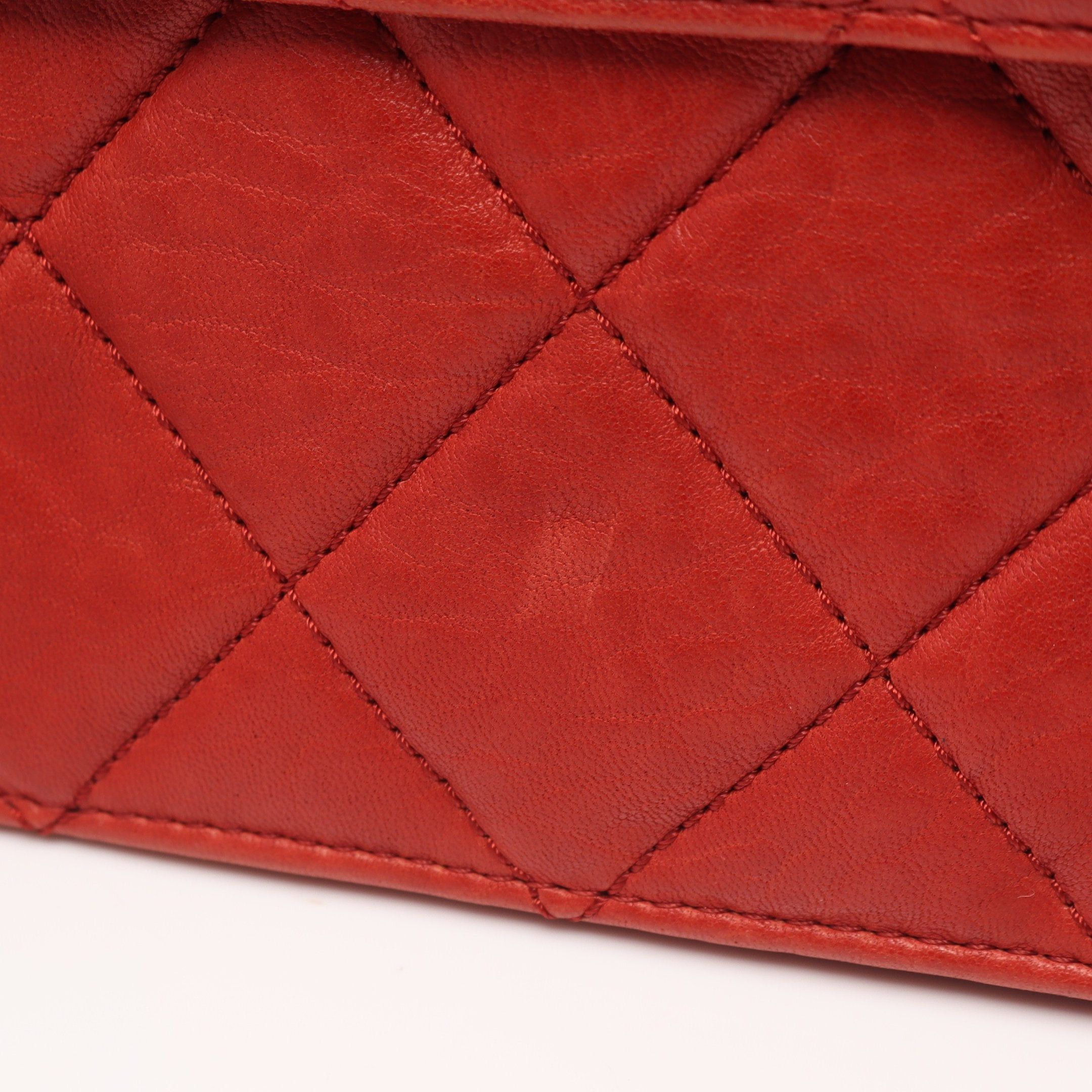 Chanel Chanel 2.55 Matelasse Double Chain Shoulder Bag Lambskin Red Silver Hardware Size ONE SIZE - 9 Thumbnail