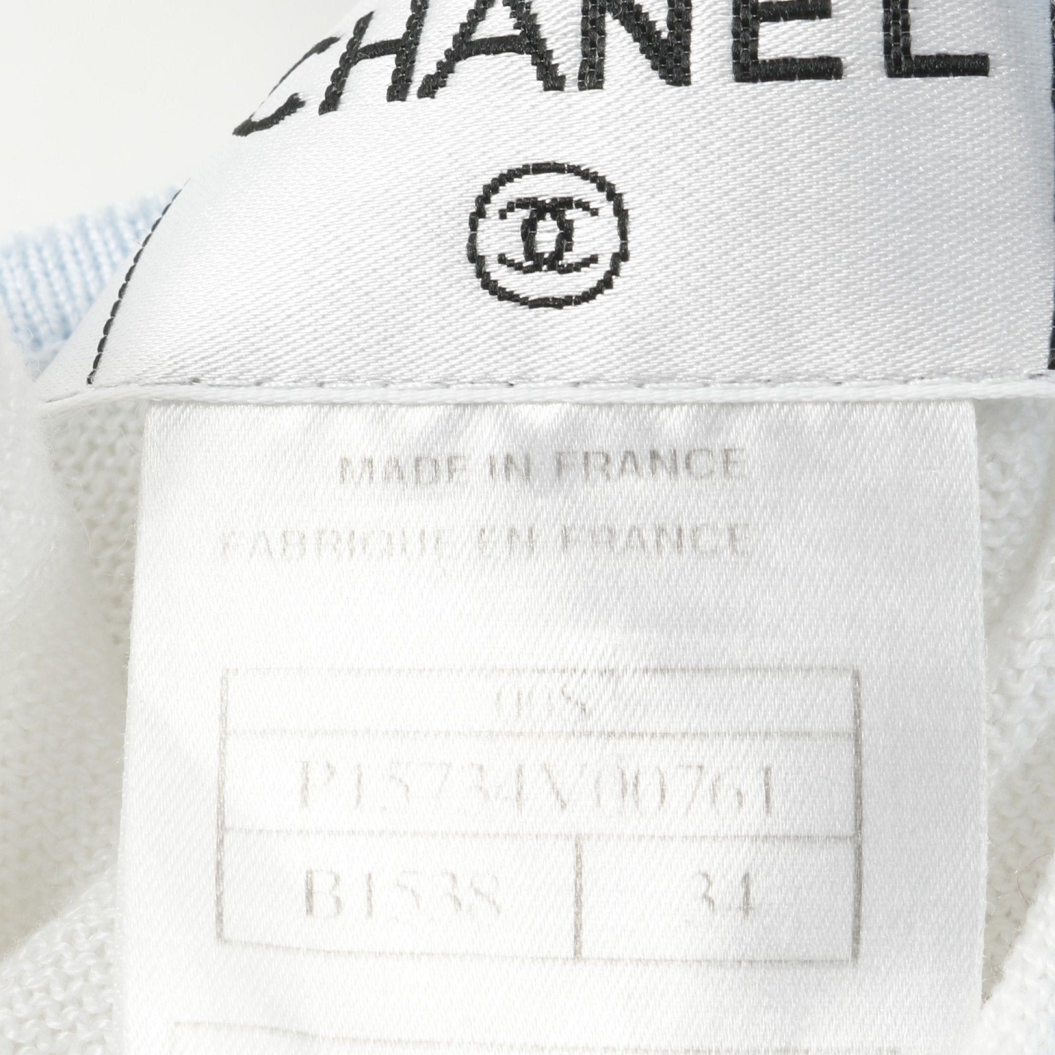 Chanel Chanel Coco Mark Vest Cotton White Light Blue Size ONE SIZE - 4 Thumbnail