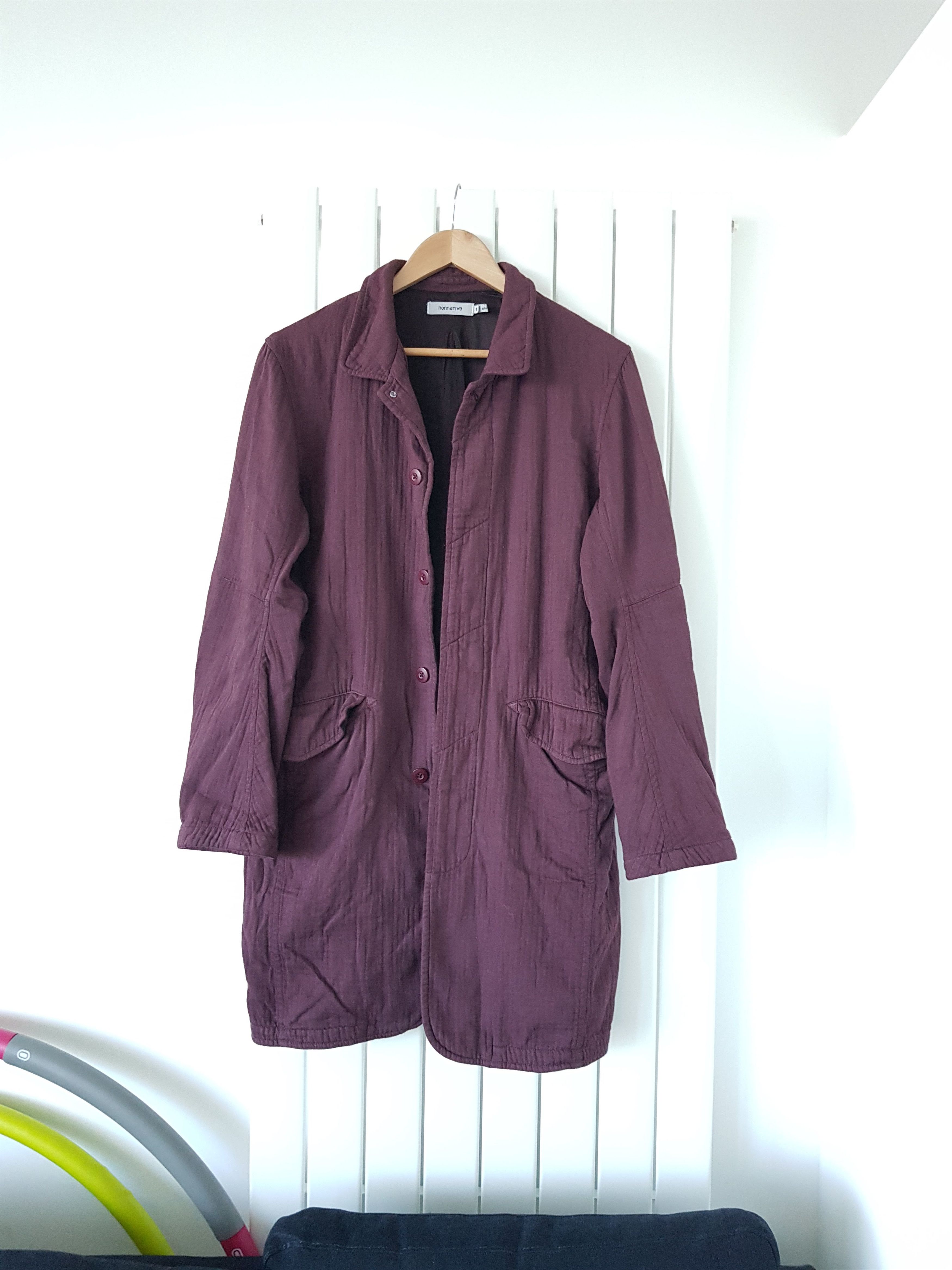 image of Nonnative Burgundy Tourist Herringbone Cotton Coat, Men's (Size Small)