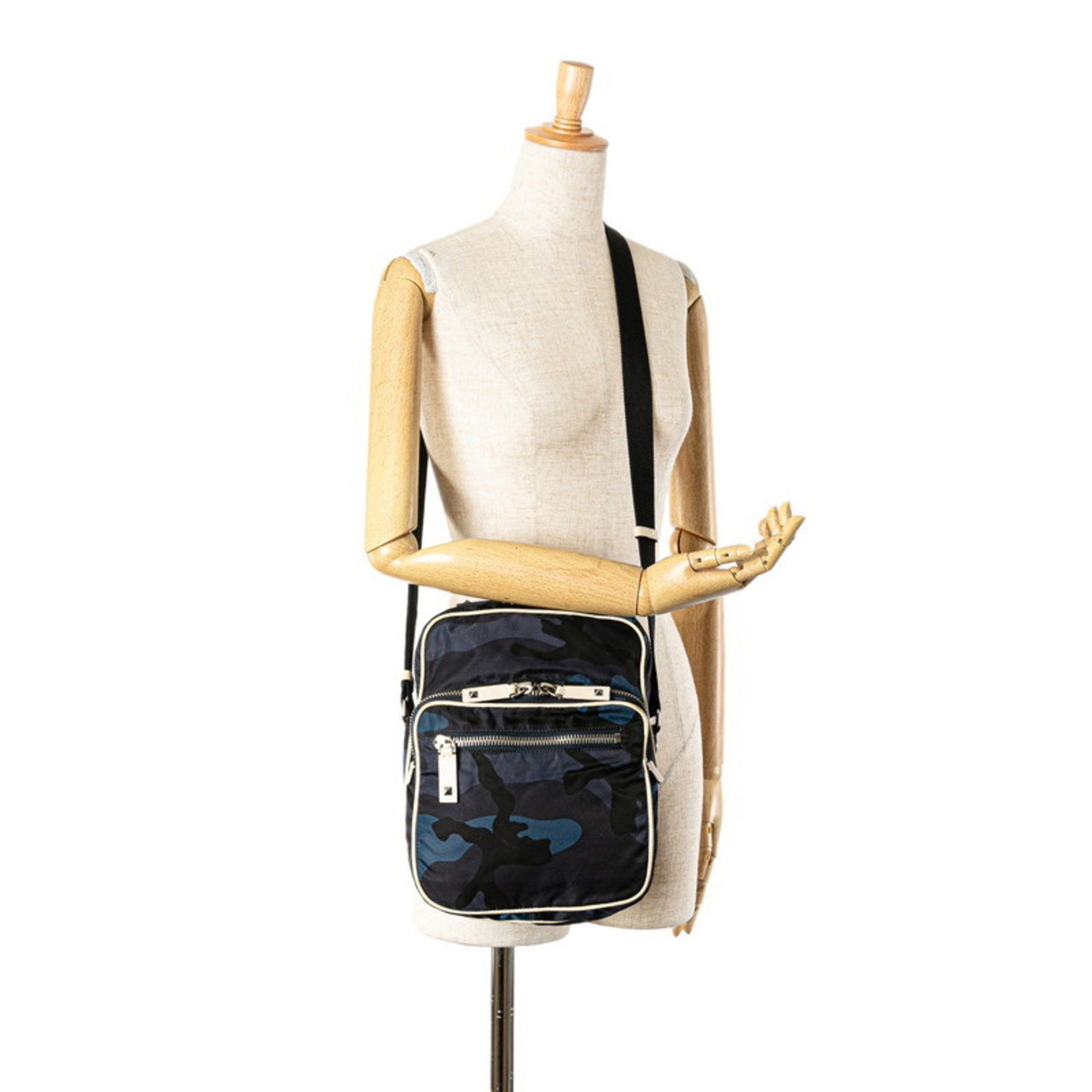 Valentino Valentino Camouflage Studded Shoulder Bag Navy Black Nylon Men's Size ONE SIZE - 8 Thumbnail