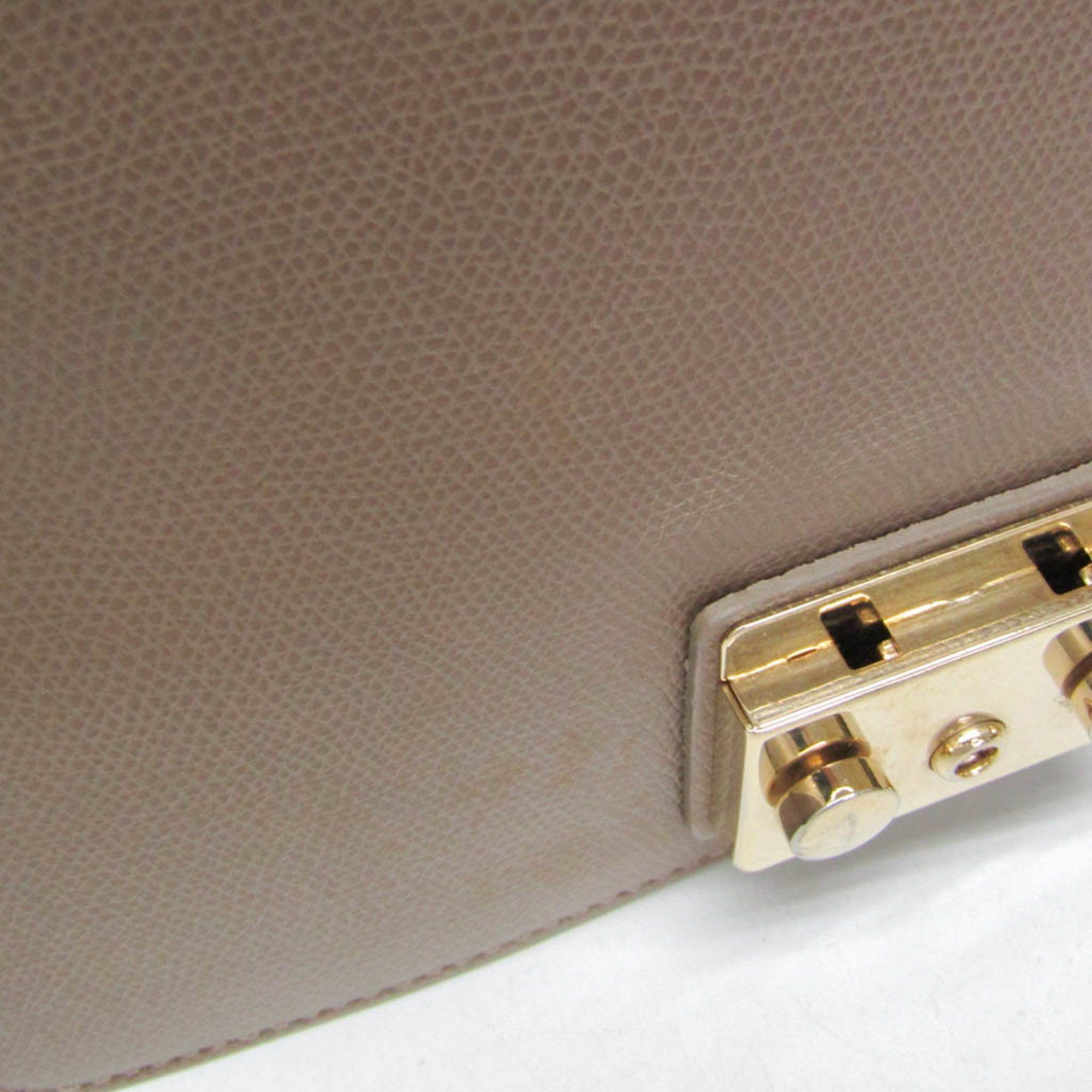Furla Furla Metropolis 00760475 Women's Leather Shoulder Bag Beige Brown Size ONE SIZE - 14 Thumbnail