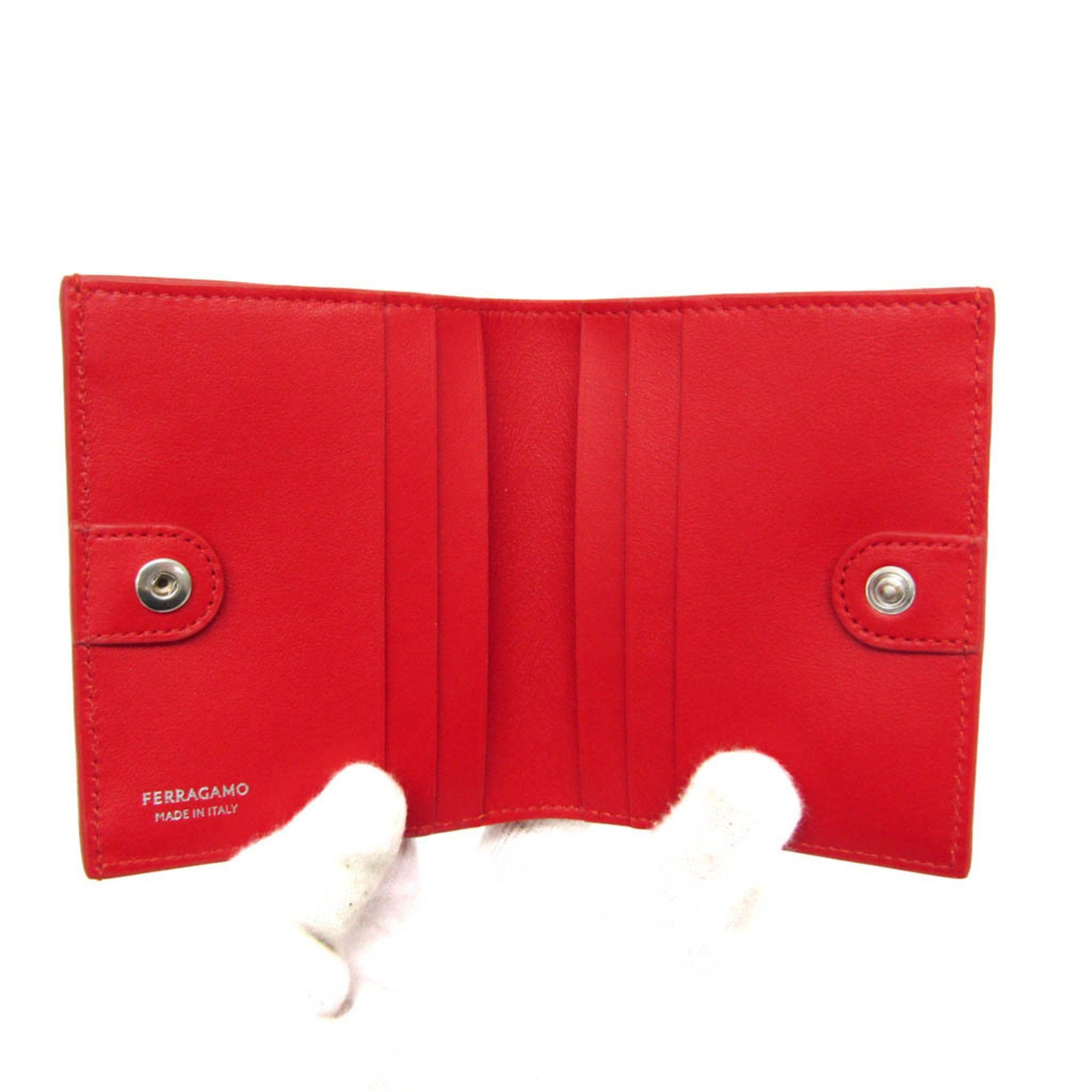 Salvatore Ferragamo Salvatore Ferragamo Gancini Wanda 220434 760660 Women's Leather Wallet (bi-fold) Red Color Size ONE SIZE - 4 Thumbnail