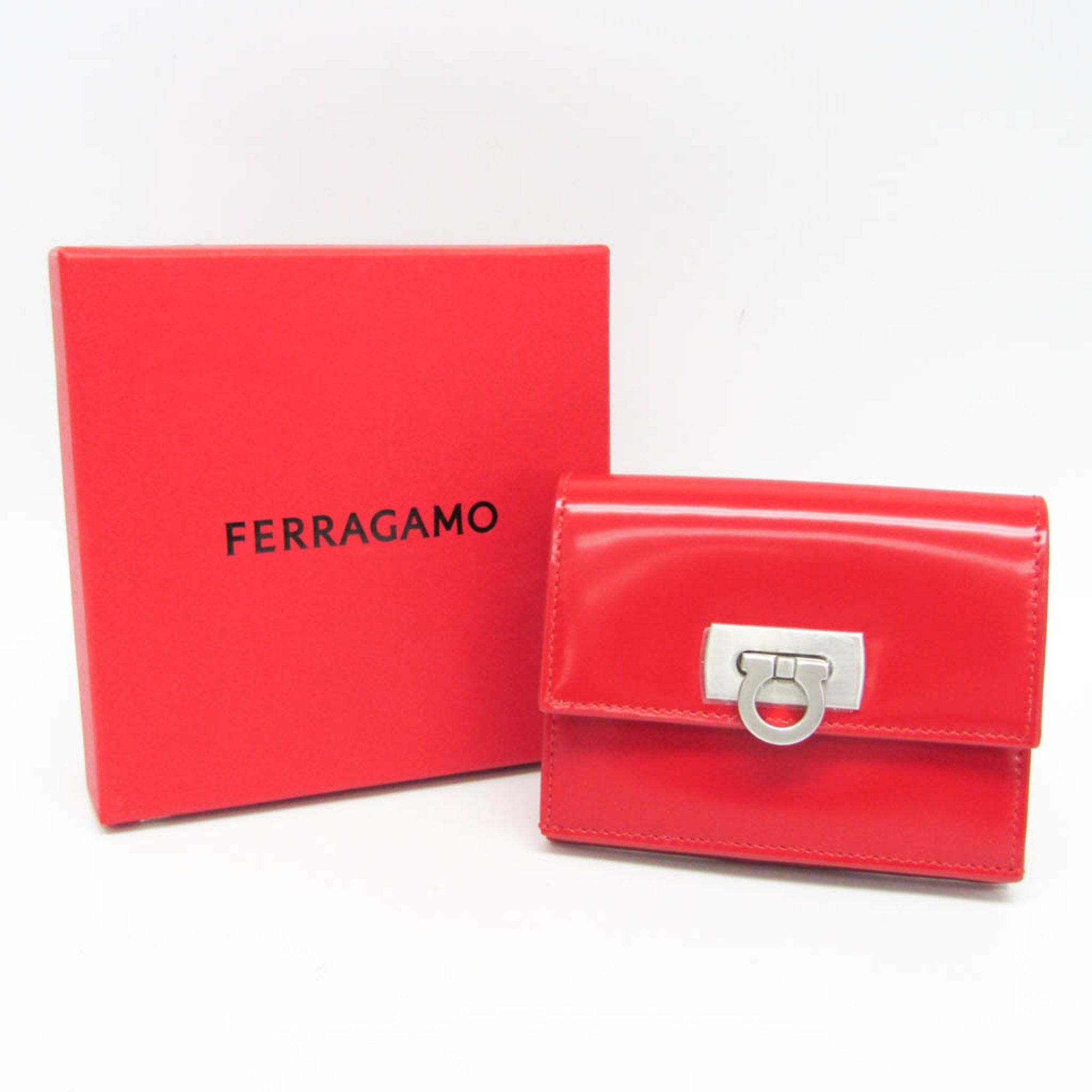 Salvatore Ferragamo Salvatore Ferragamo Gancini Wanda 220434 760660 Women's Leather Wallet (bi-fold) Red Color Size ONE SIZE - 2 Thumbnail