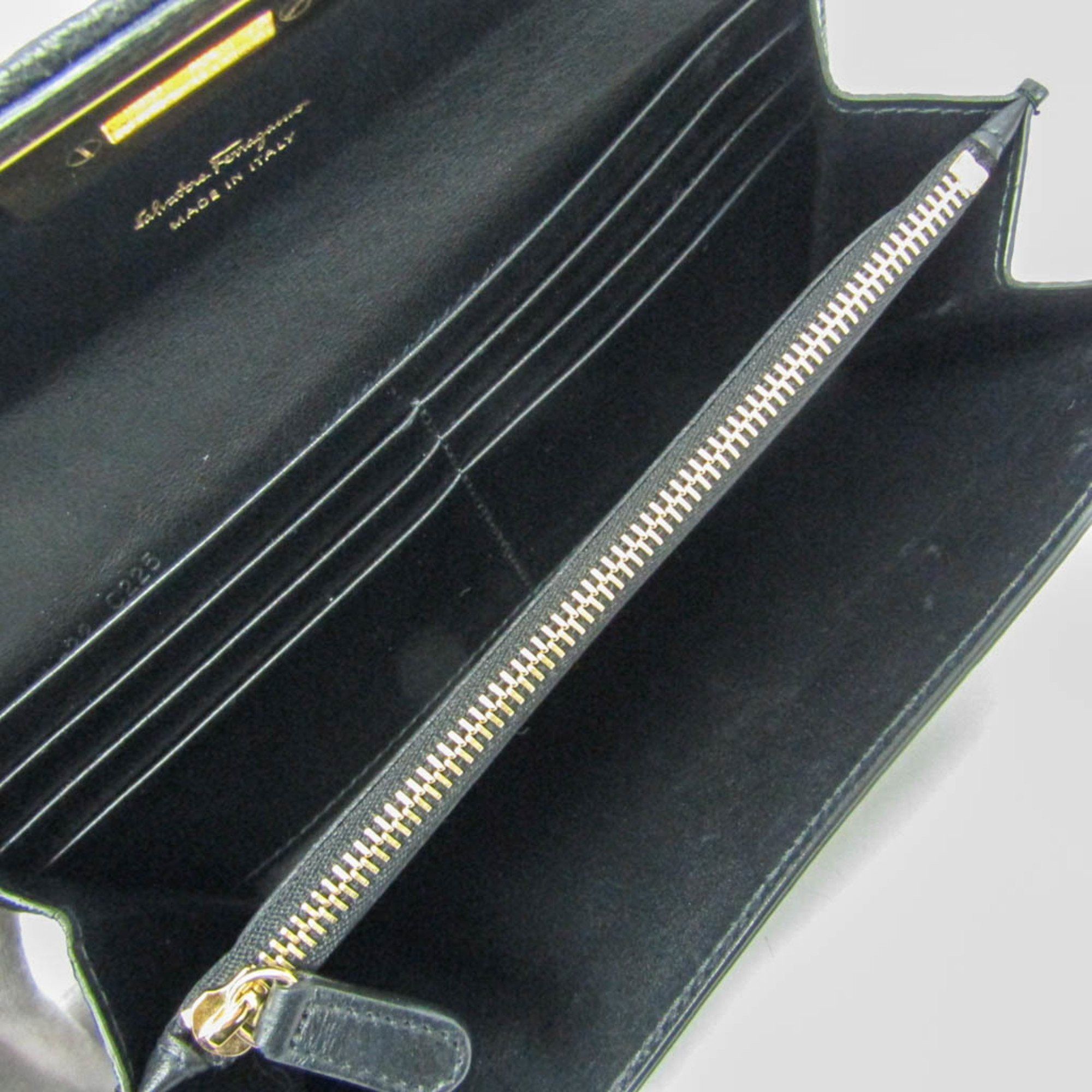 Salvatore Ferragamo Salvatore Ferragamo Gancini 22 C225 0604375 Women's Leather Long Wallet (bi-fold) Black Size ONE SIZE - 4 Thumbnail