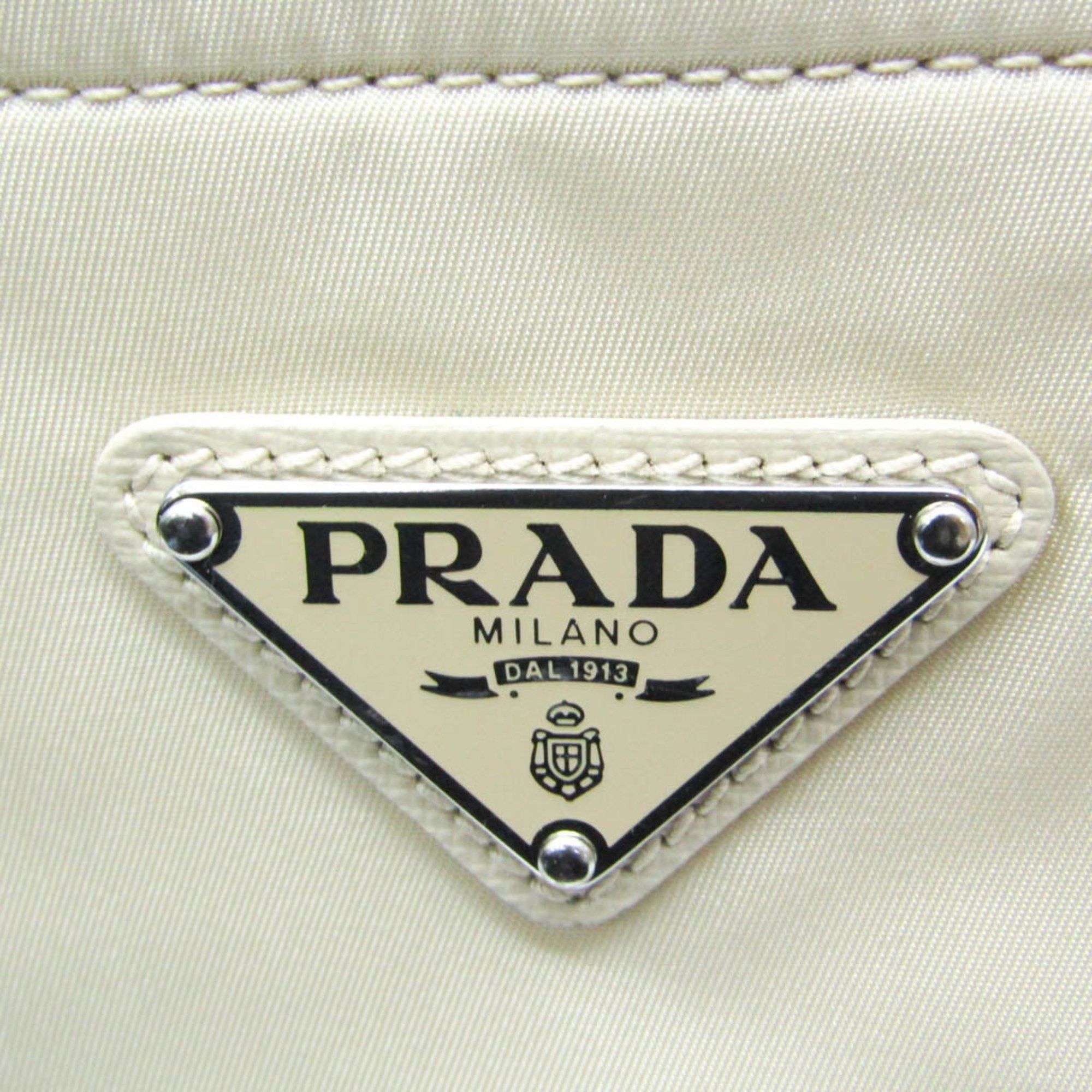 Prada Prada RE-NYLON Women's Nylon,Leather Tote Bag Beige Size ONE SIZE - 9 Thumbnail