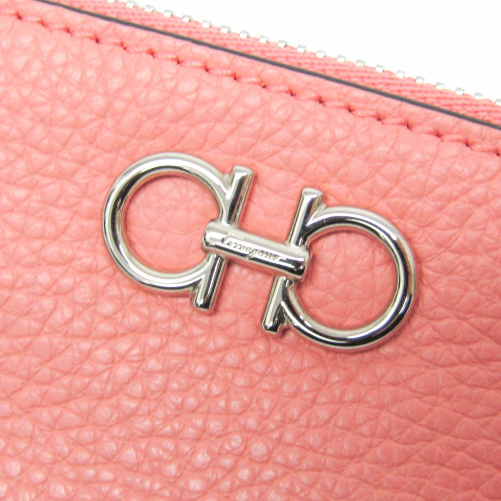 Salvatore Ferragamo Salvatore Ferragamo Gancini With Key Ring 22 0383 0758658 Women's Leather Coin Purse/coin Case Salmon Pink Size ONE SIZE - 7 Thumbnail