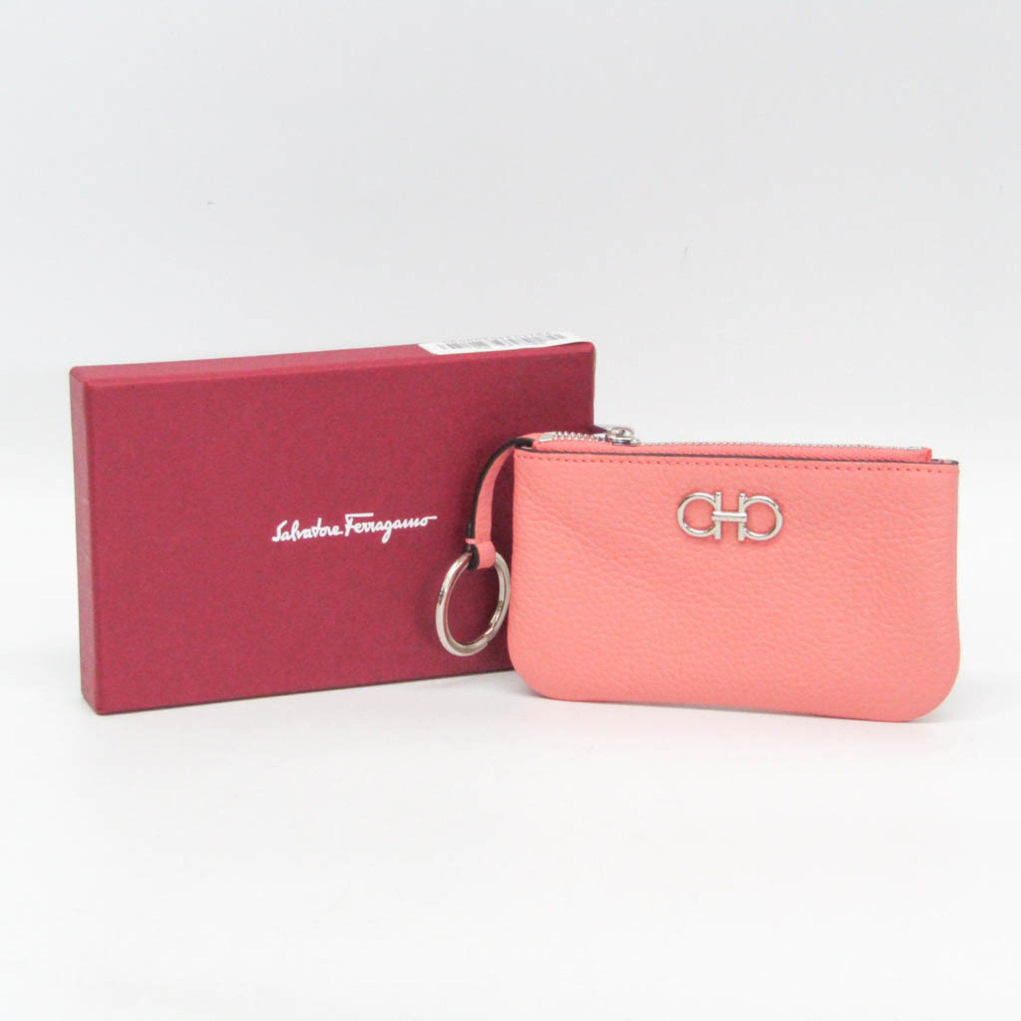 Salvatore Ferragamo Salvatore Ferragamo Gancini With Key Ring 22 0383 0758658 Women's Leather Coin Purse/coin Case Salmon Pink Size ONE SIZE - 2 Thumbnail