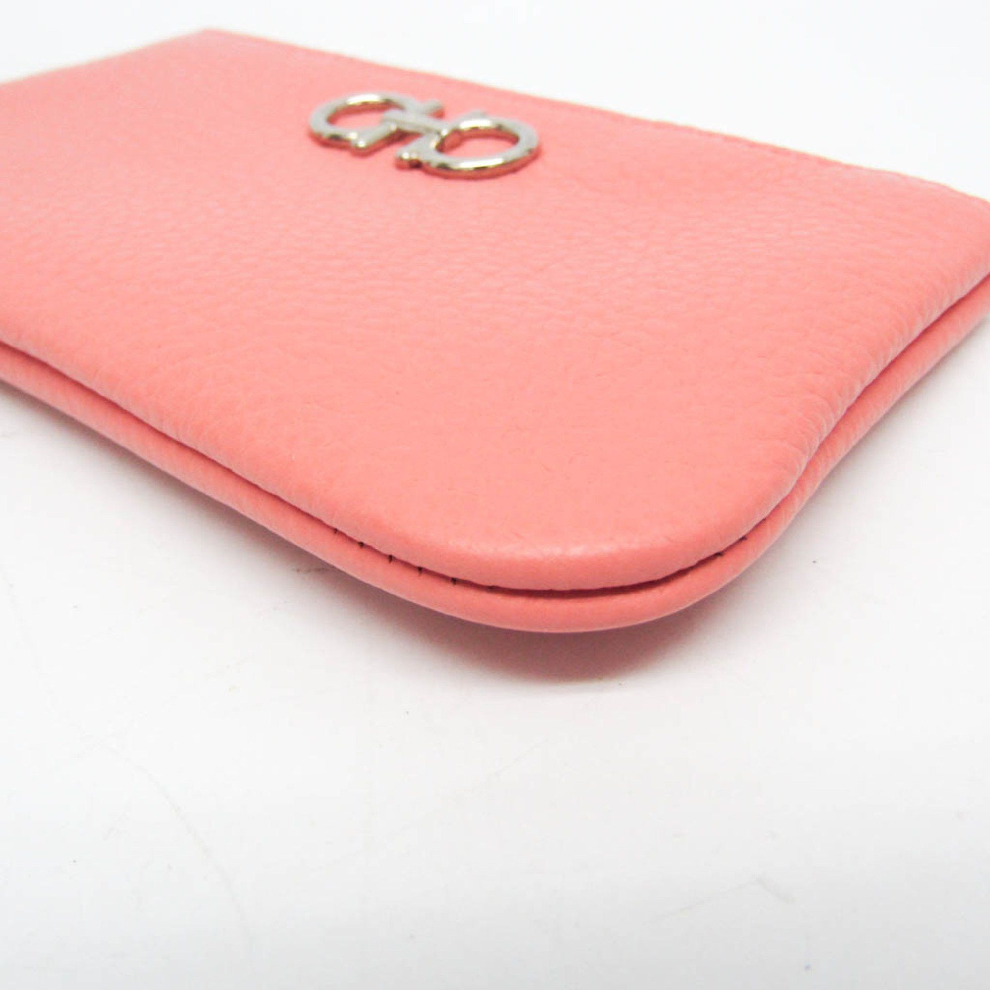 Salvatore Ferragamo Salvatore Ferragamo Gancini With Key Ring 22 0383 0758658 Women's Leather Coin Purse/coin Case Salmon Pink Size ONE SIZE - 5 Thumbnail
