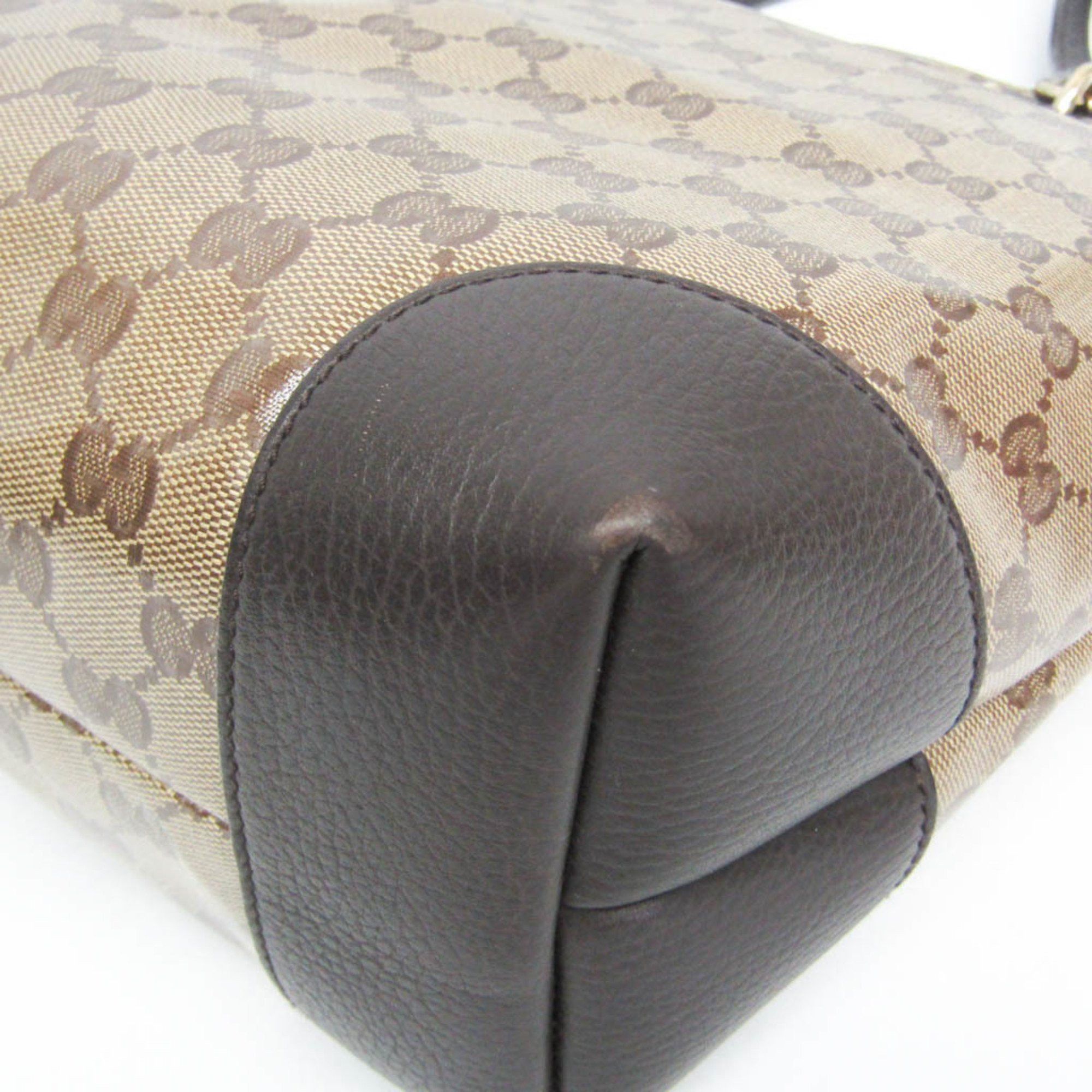 Gucci Gucci GG Crystal 353706 Women's PVC,Leather Tote Bag Beige,Dark Brown Size ONE SIZE - 5 Thumbnail