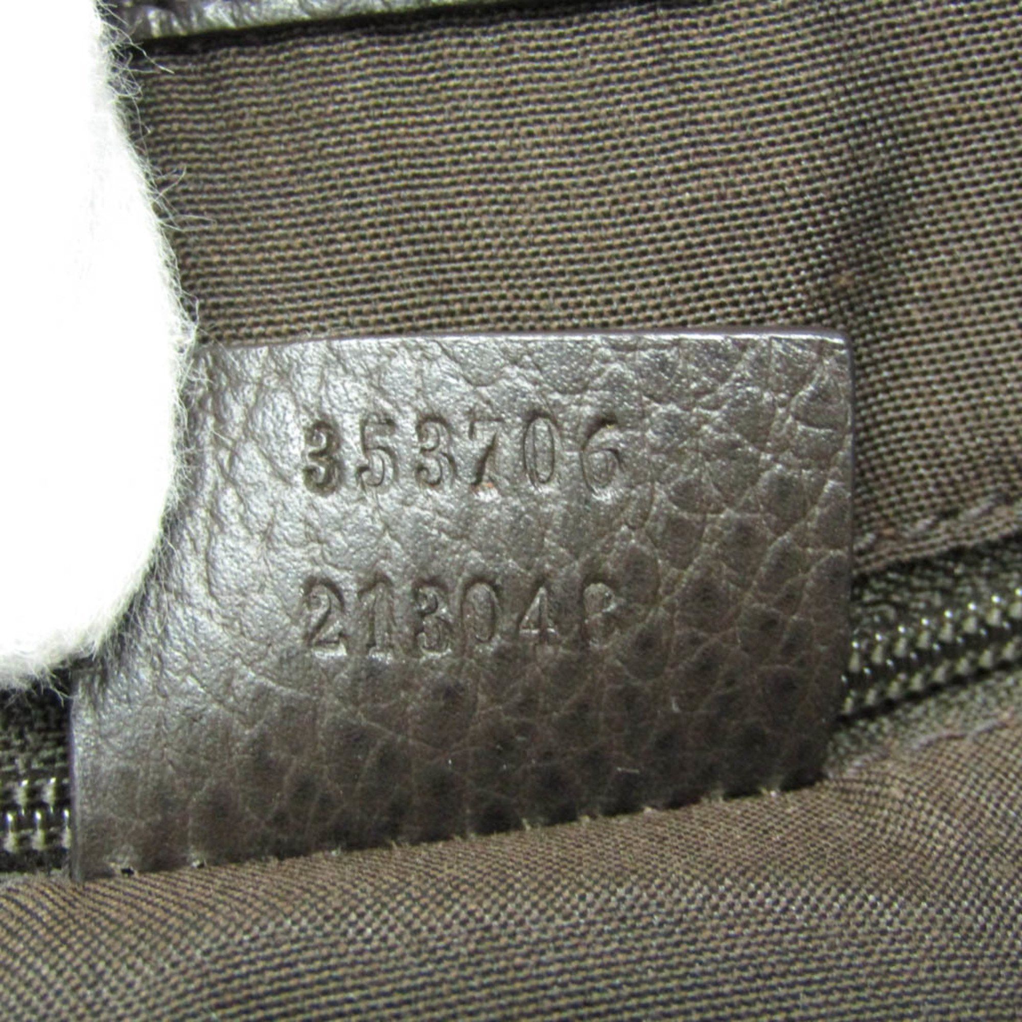 Gucci Gucci GG Crystal 353706 Women's PVC,Leather Tote Bag Beige,Dark Brown Size ONE SIZE - 12 Thumbnail