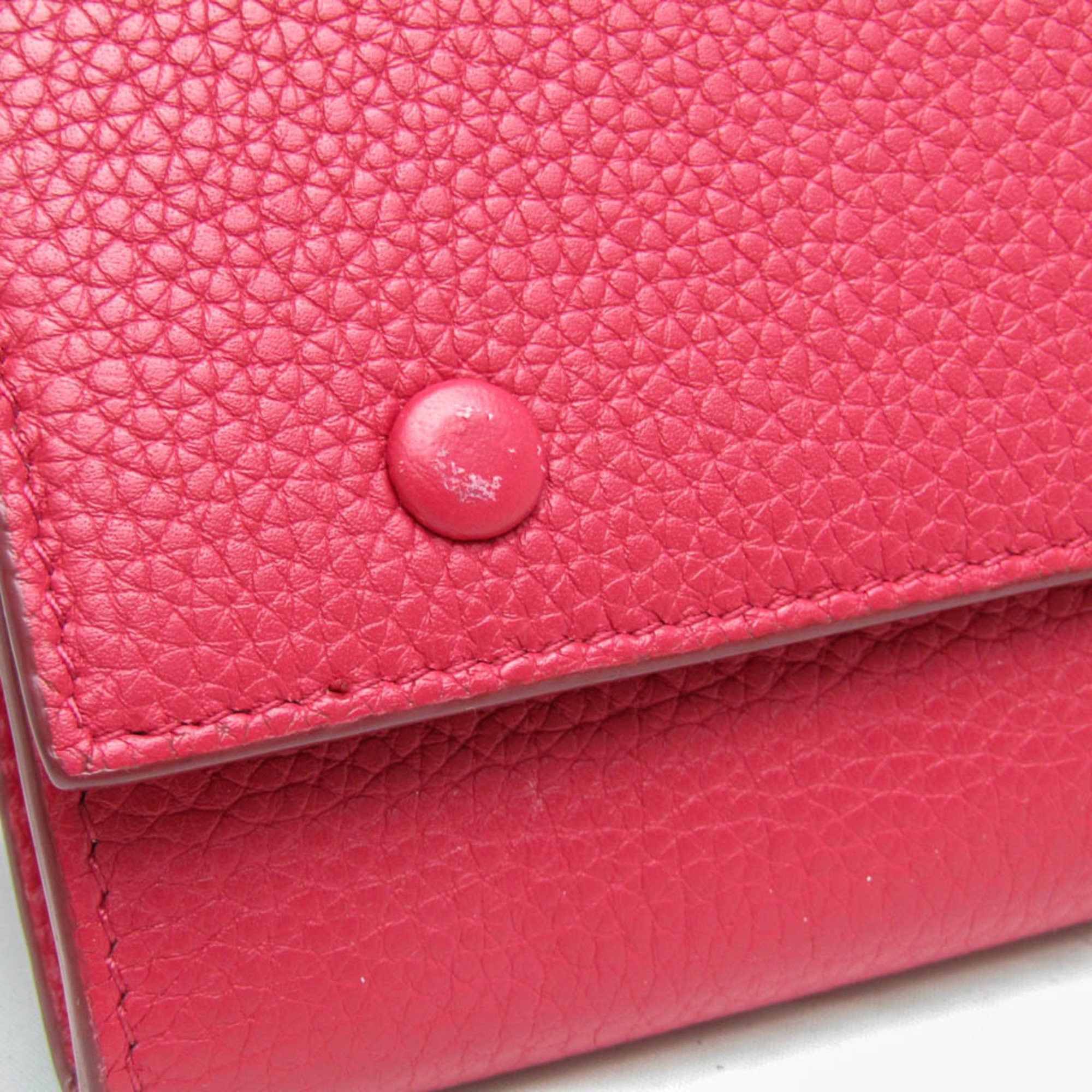Celine Celine Bicolor Large Flap Multifunction Women's Calfskin Long Wallet (bi-fold) Gray,Pink Red Size ONE SIZE - 8 Thumbnail