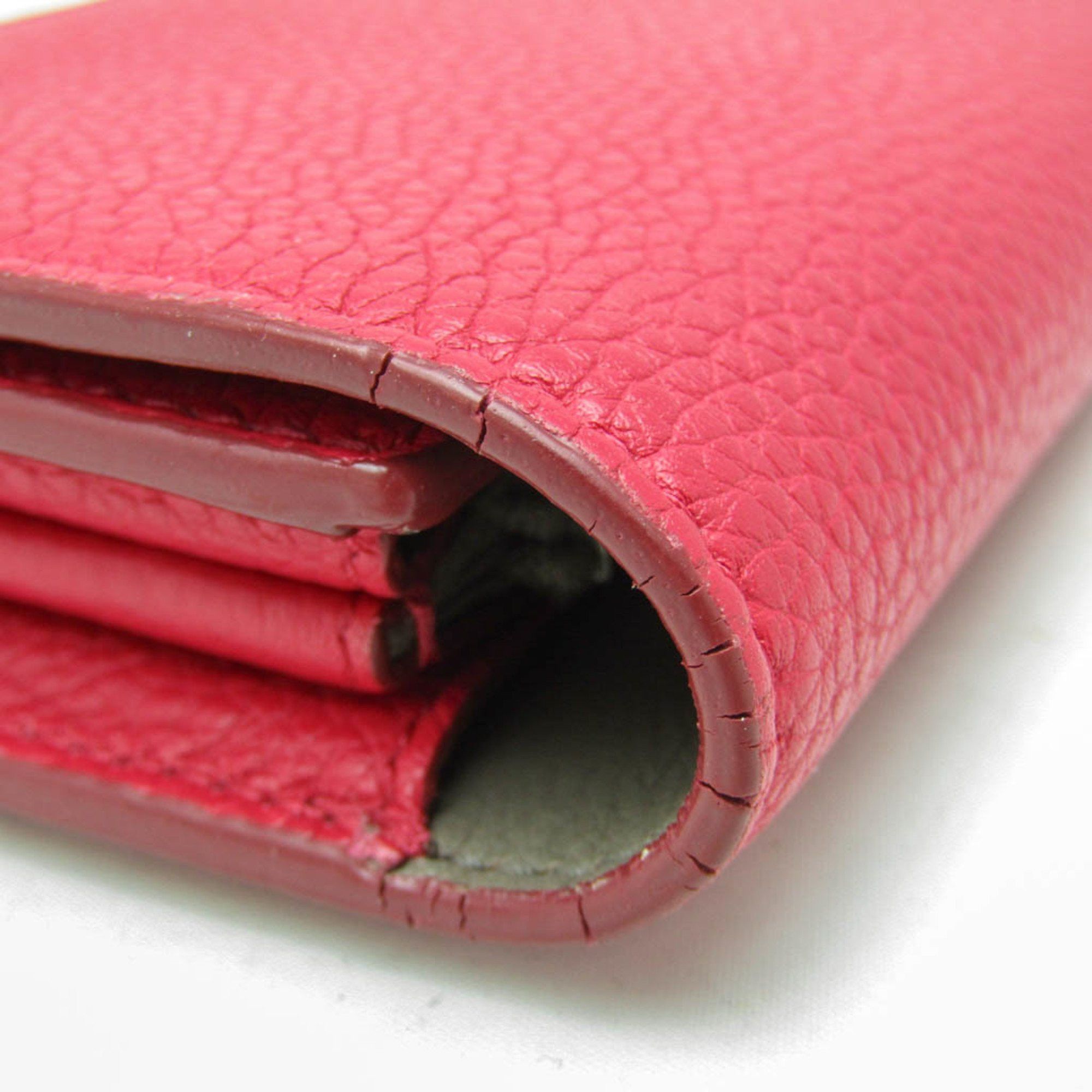 Celine Celine Bicolor Large Flap Multifunction Women's Calfskin Long Wallet (bi-fold) Gray,Pink Red Size ONE SIZE - 5 Thumbnail