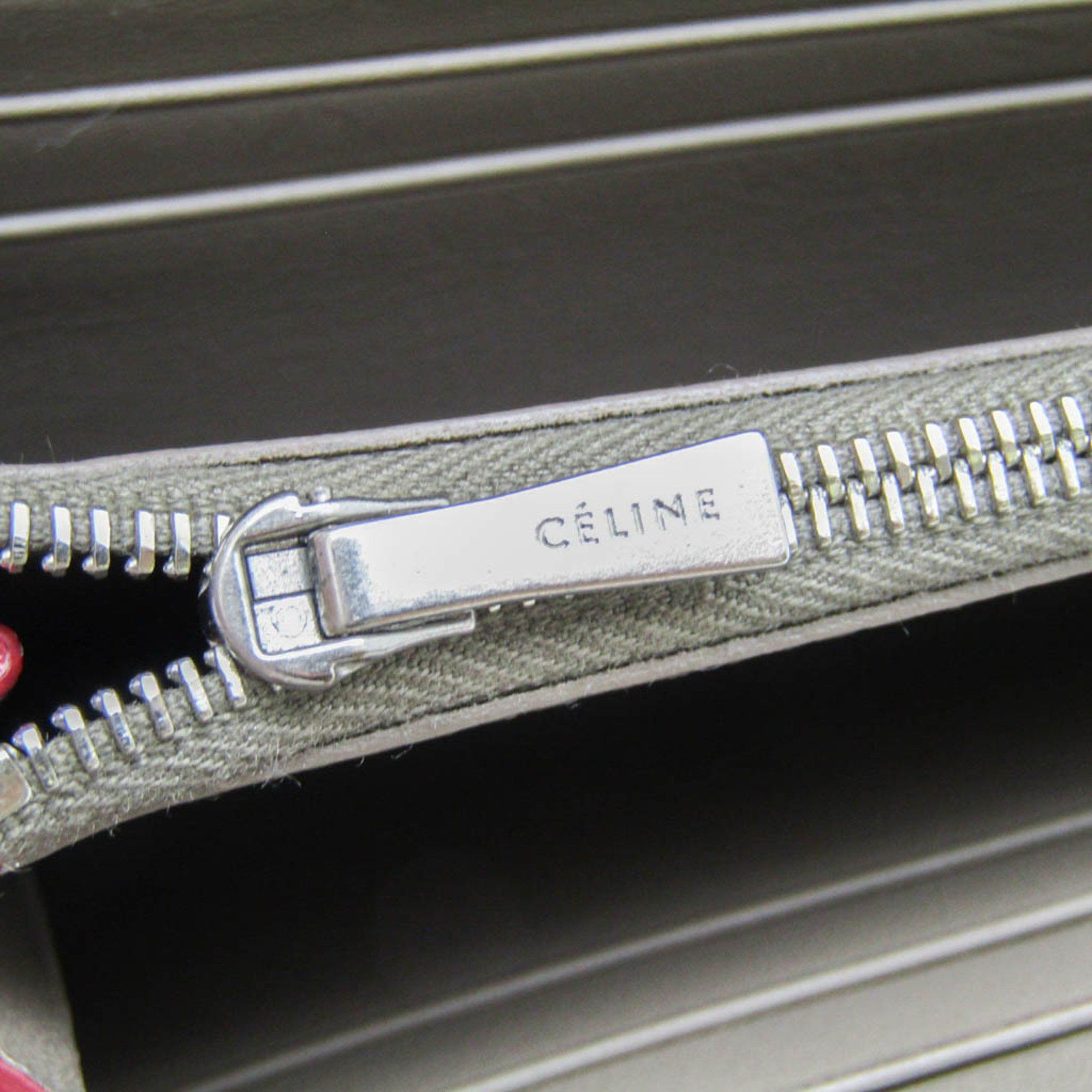 Celine Celine Bicolor Large Flap Multifunction Women's Calfskin Long Wallet (bi-fold) Gray,Pink Red Size ONE SIZE - 13 Thumbnail