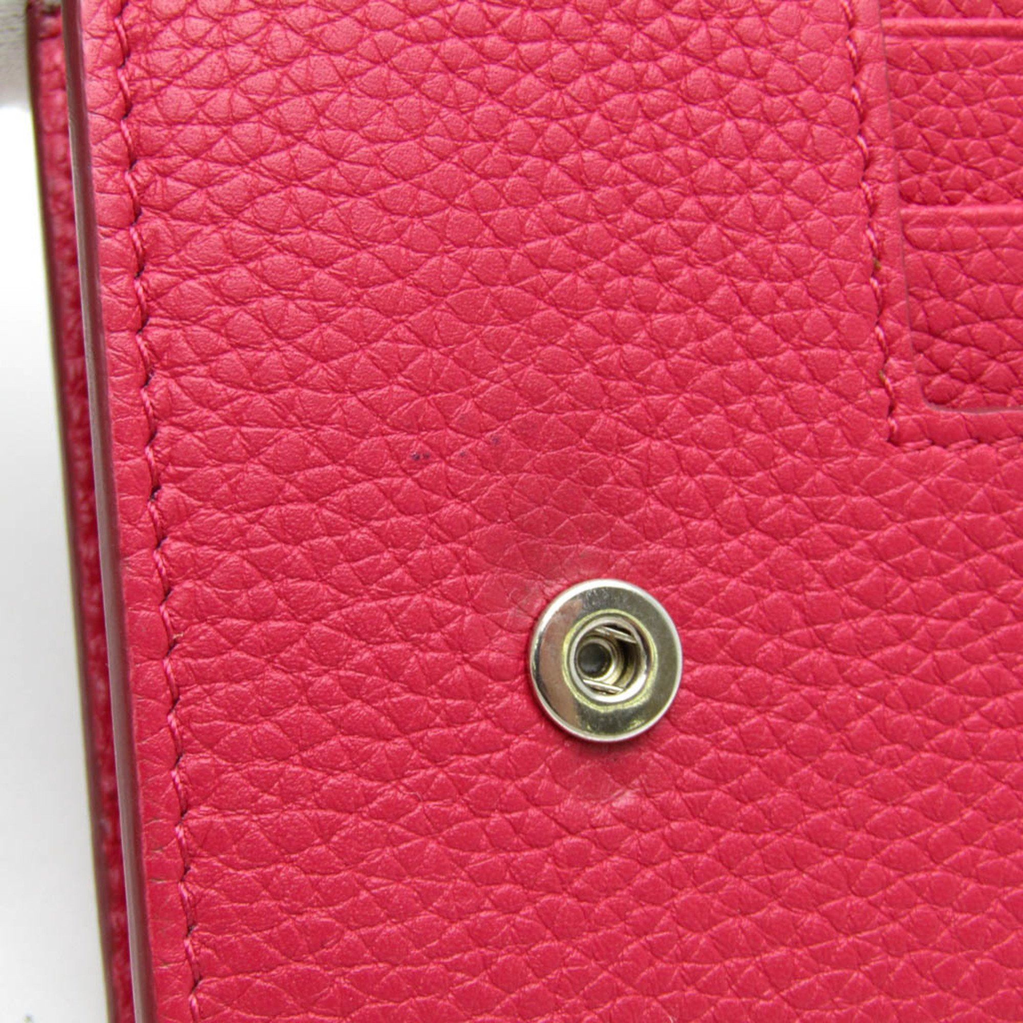 Celine Celine Bicolor Large Flap Multifunction Women's Calfskin Long Wallet (bi-fold) Gray,Pink Red Size ONE SIZE - 10 Thumbnail