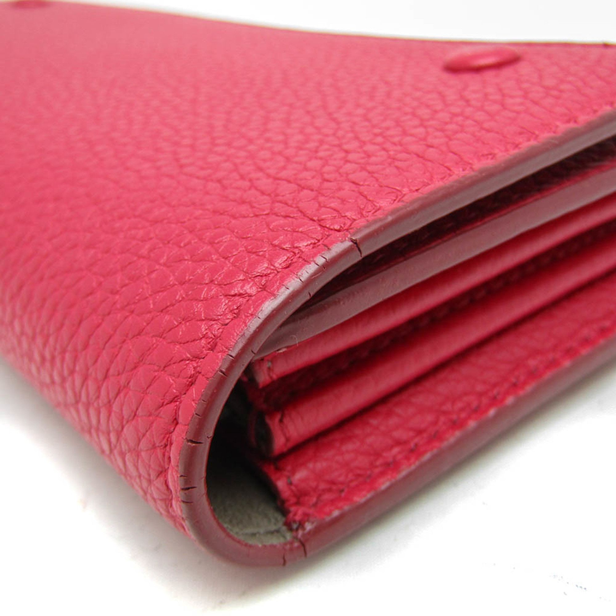 Celine Celine Bicolor Large Flap Multifunction Women's Calfskin Long Wallet (bi-fold) Gray,Pink Red Size ONE SIZE - 6 Thumbnail