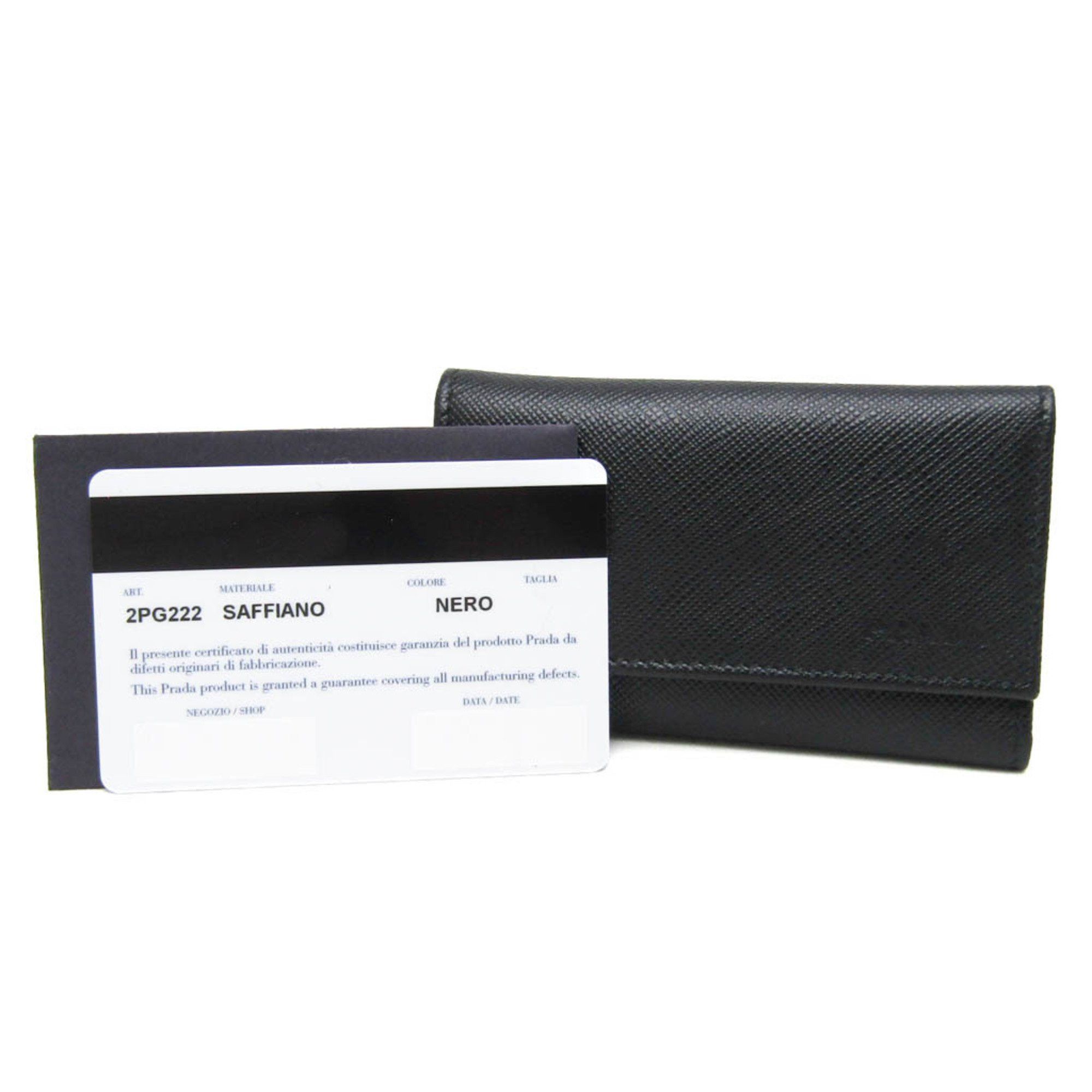 Prada Prada Saffiano 2PG222 Men's Leather Key Case Black Size ONE SIZE - 2 Thumbnail