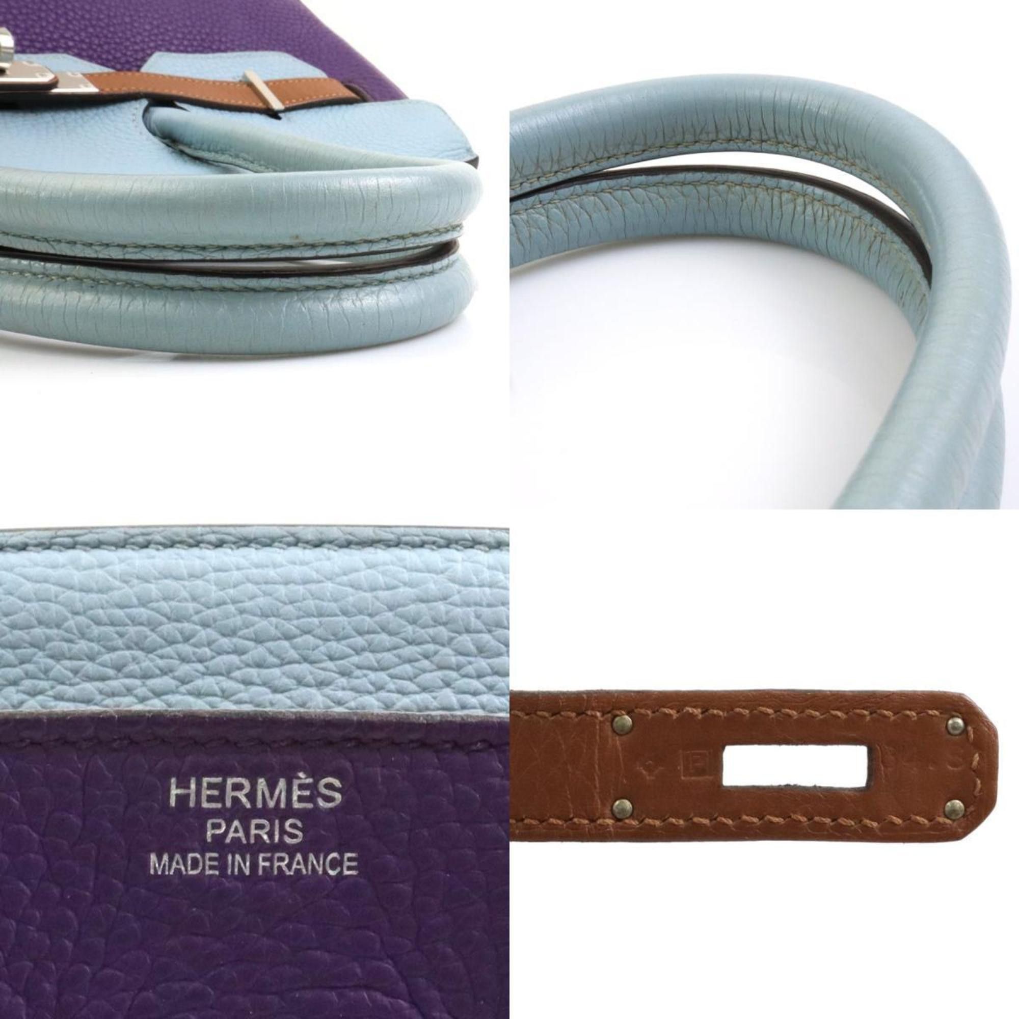 Hermes Hermes Handbag Birkin 35 Harlequin Taurillon Clemence Ultra Violet x Etain Blue Lantern Gold Etoupe Obscure Men's Women's 90046a Size ONE SIZE - 5 Thumbnail