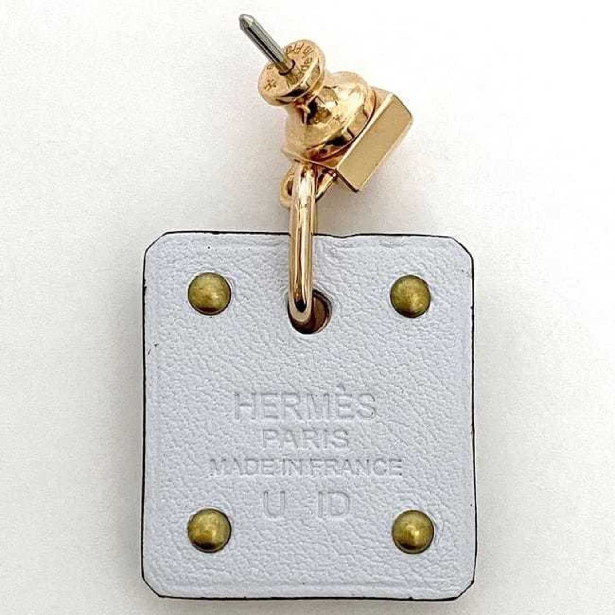 Hermes Hermes earrings As Doucour f-22435 Pink gold Light blue Ace of Hearts Heart GP Leather Swift leather U stamp HERMES Gold Swing Genuine Size ONE SIZE - 7 Thumbnail