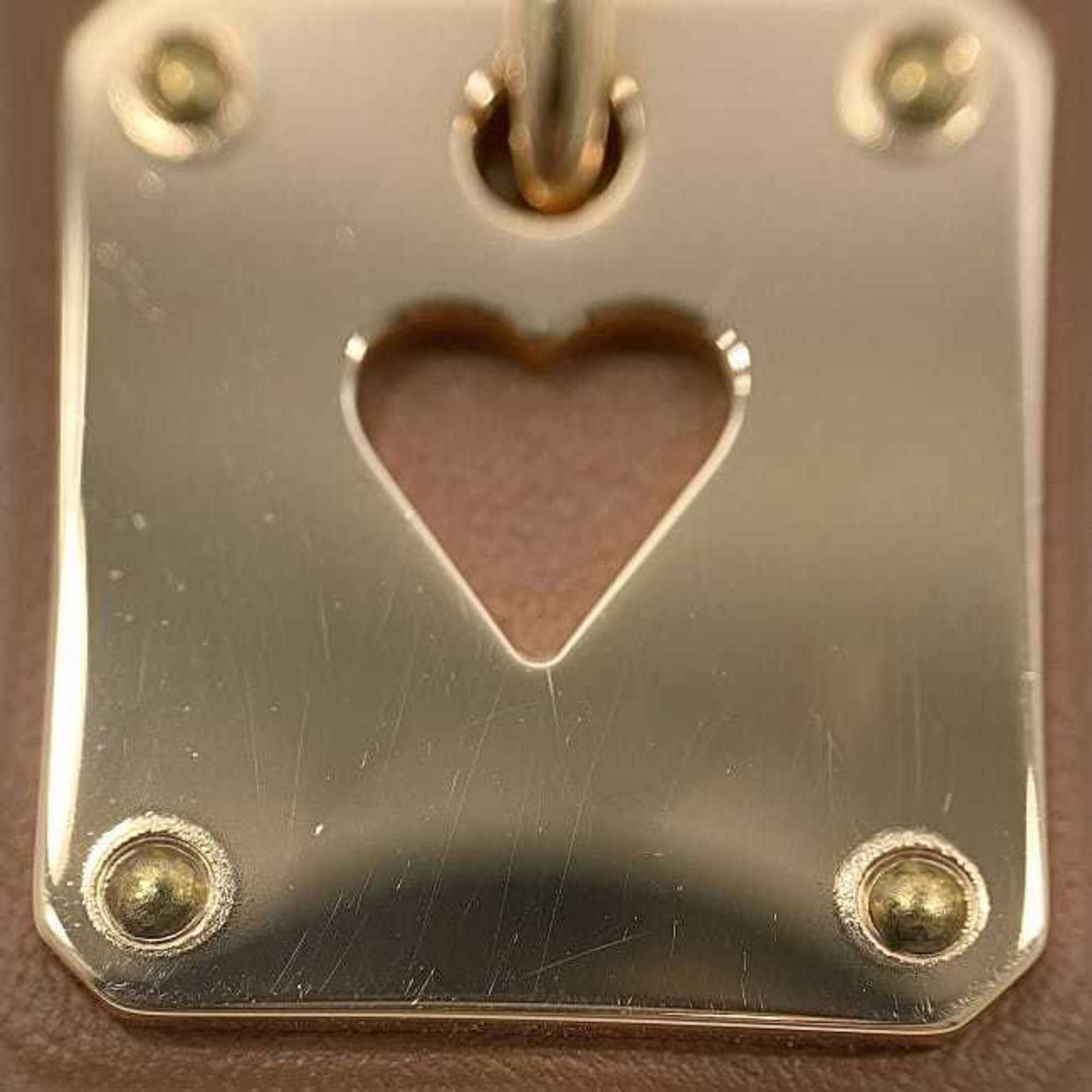 Hermes Hermes Necklace As Doucour PM f-22434 Pink Gold Brown Ace of Hearts Heart GP Leather Swift Y Stamp HERMES Pendant Square PG Size ONE SIZE - 6 Thumbnail