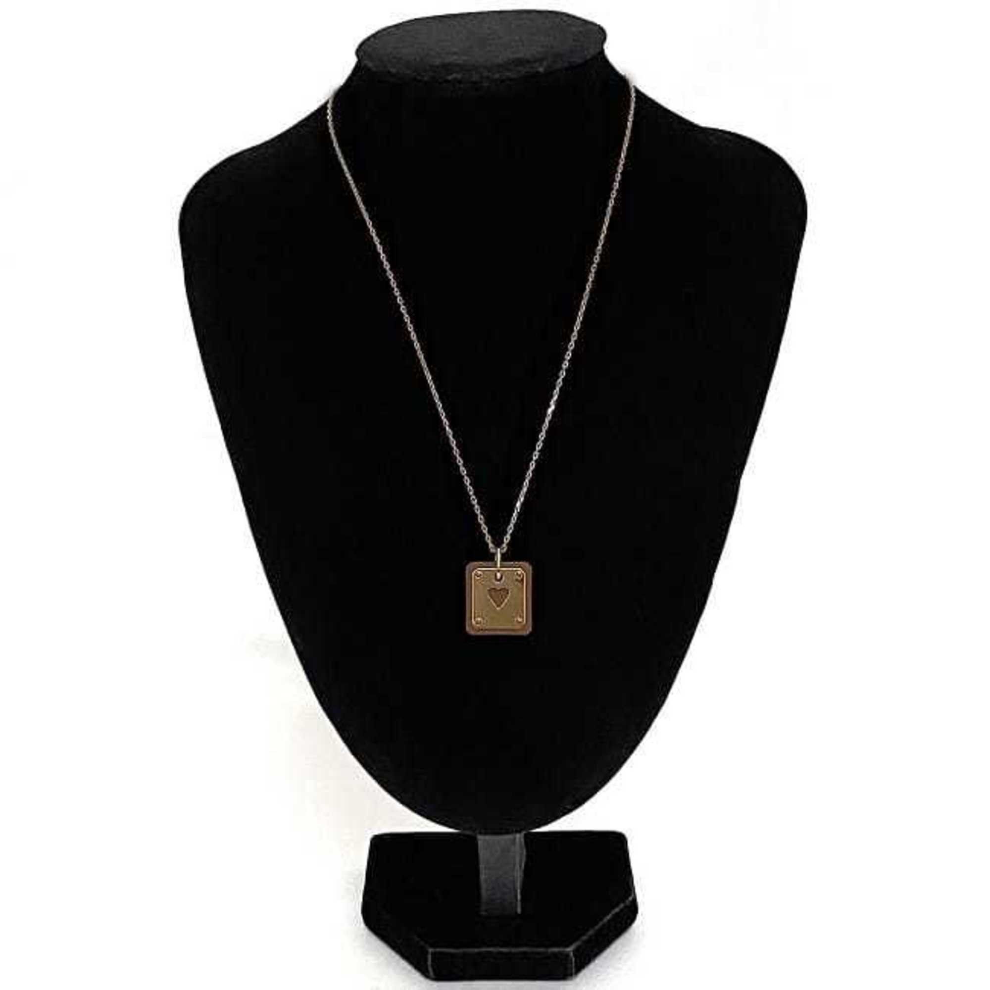 Hermes Hermes Necklace As Doucour PM f-22434 Pink Gold Brown Ace of Hearts Heart GP Leather Swift Y Stamp HERMES Pendant Square PG Size ONE SIZE - 9 Thumbnail