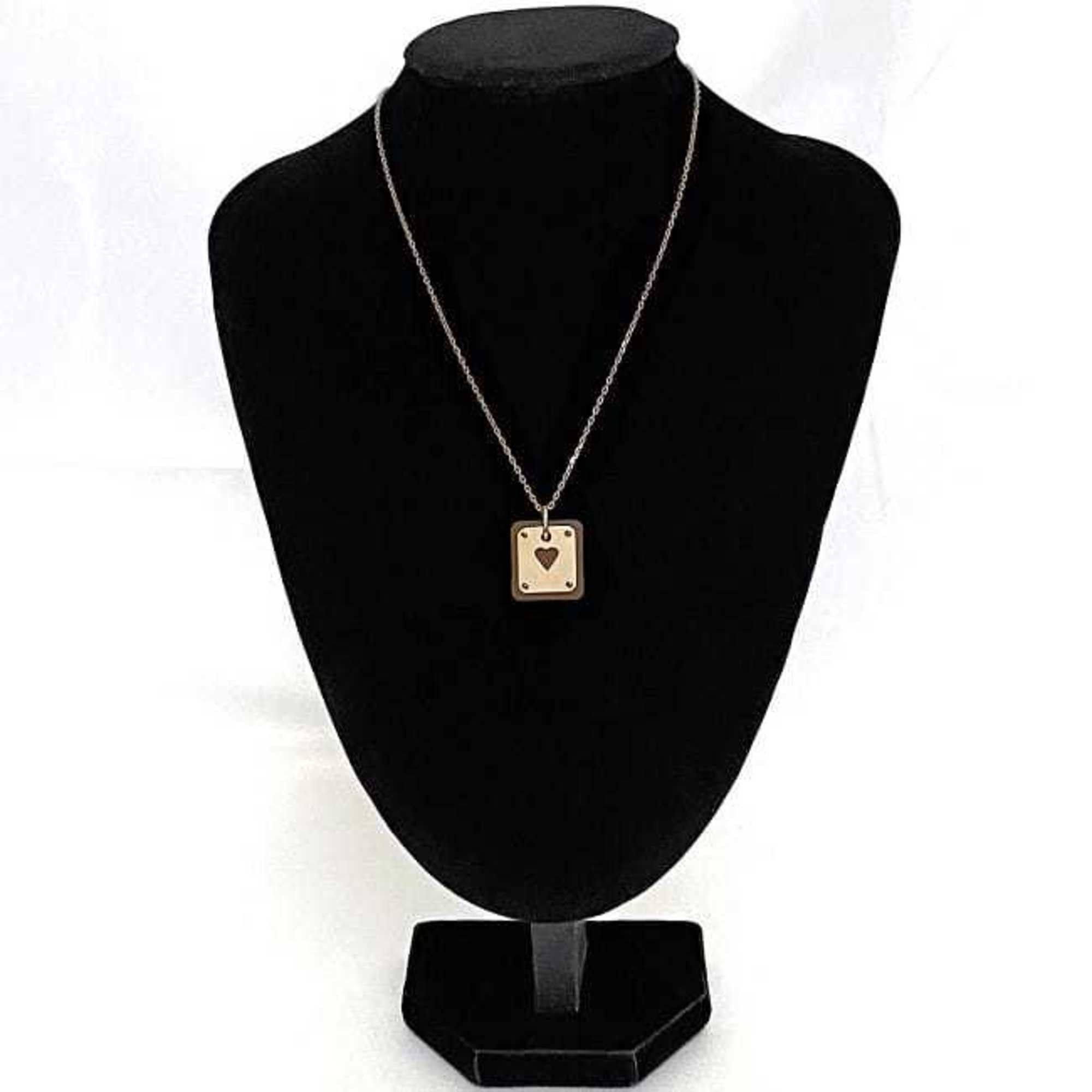 Hermes Hermes Necklace As Doucour PM f-22434 Pink Gold Brown Ace of Hearts Heart GP Leather Swift Y Stamp HERMES Pendant Square PG Size ONE SIZE - 10 Thumbnail