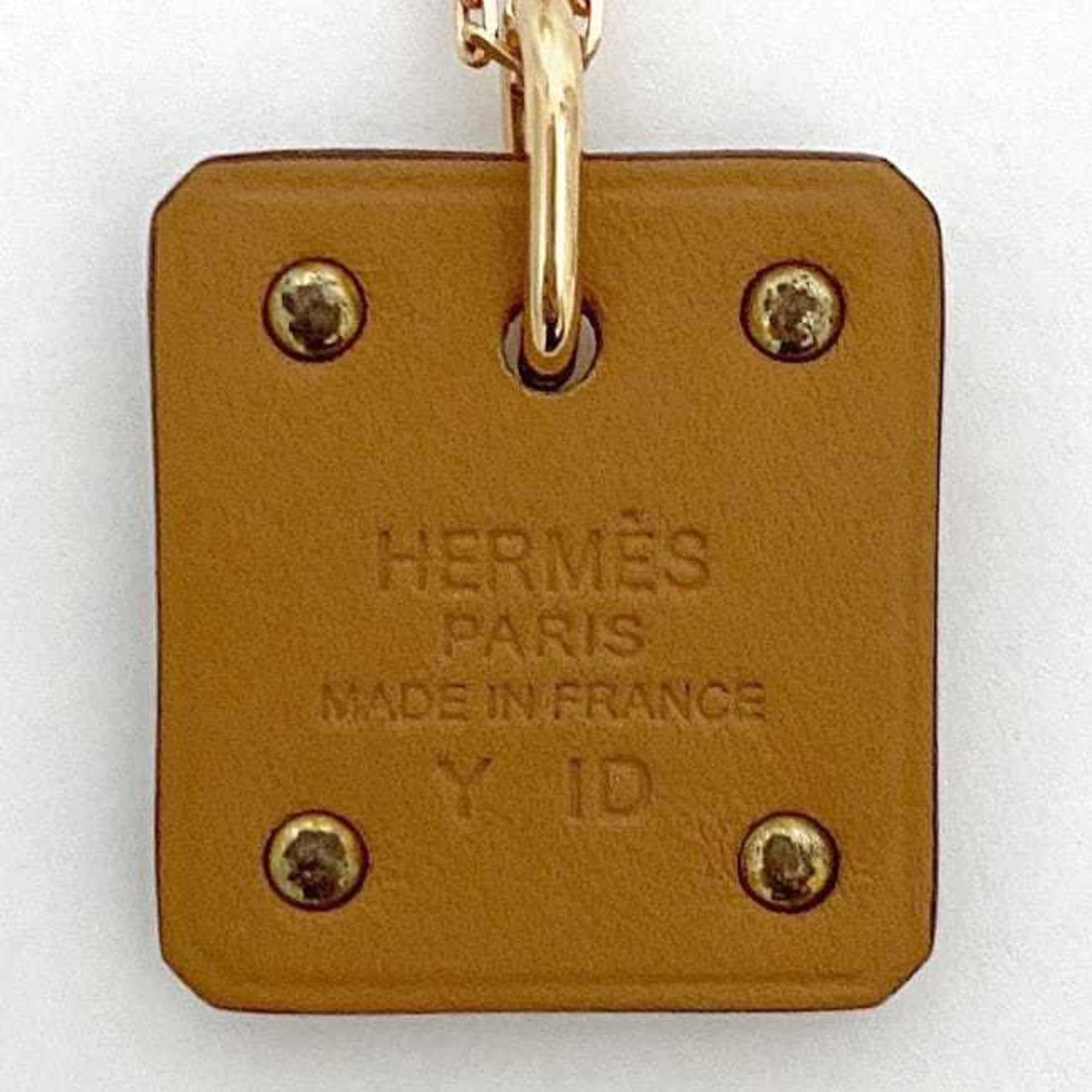 Hermes Hermes Necklace As Doucour PM f-22434 Pink Gold Brown Ace of Hearts Heart GP Leather Swift Y Stamp HERMES Pendant Square PG Size ONE SIZE - 7 Thumbnail