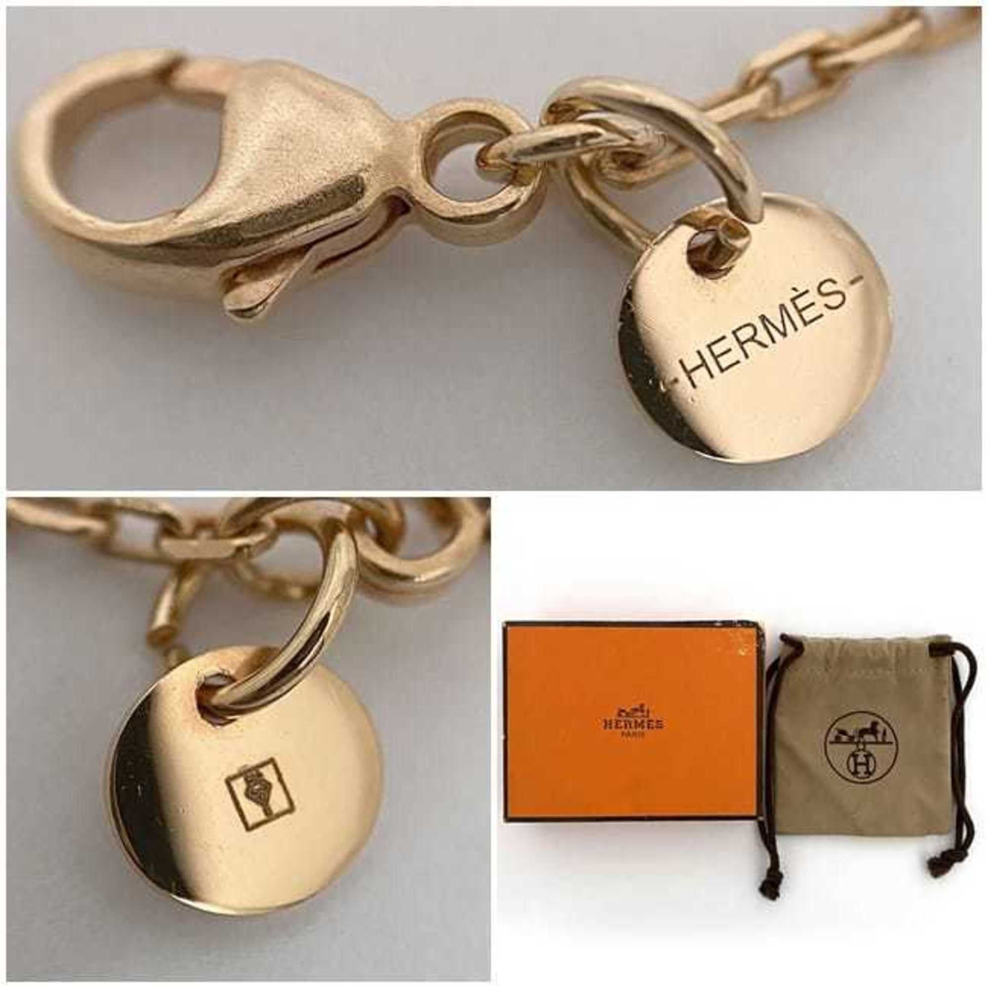 Hermes Hermes Necklace As Doucour PM f-22434 Pink Gold Brown Ace of Hearts Heart GP Leather Swift Y Stamp HERMES Pendant Square PG Size ONE SIZE - 11 Thumbnail