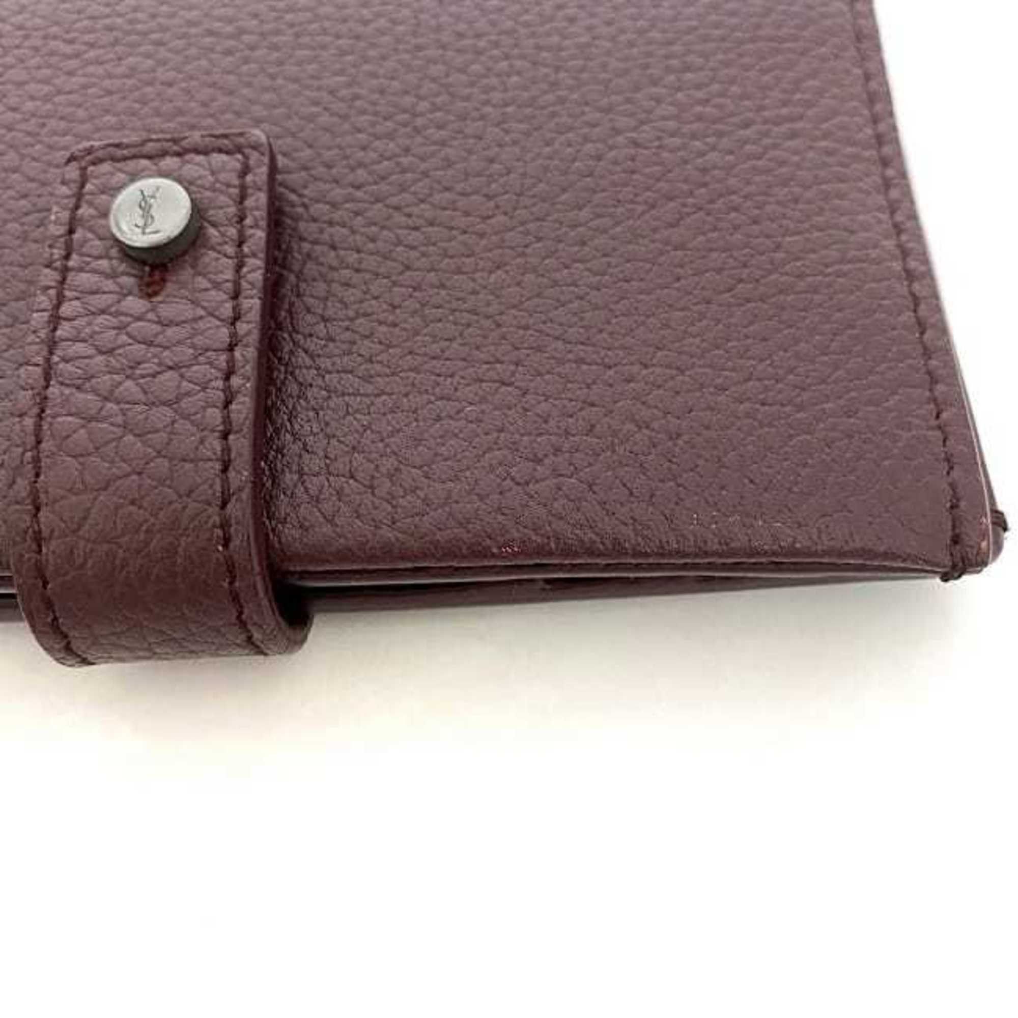 Saint Laurent Paris Saint Laurent Bi-fold Wallet ec-22351 Bordeaux 505011 Leather 0618 SAINT LAURENT PARIS YSL Grained Compact Mini Wine Red Women's Men's Unisex Size ONE SIZE - 9 Thumbnail
